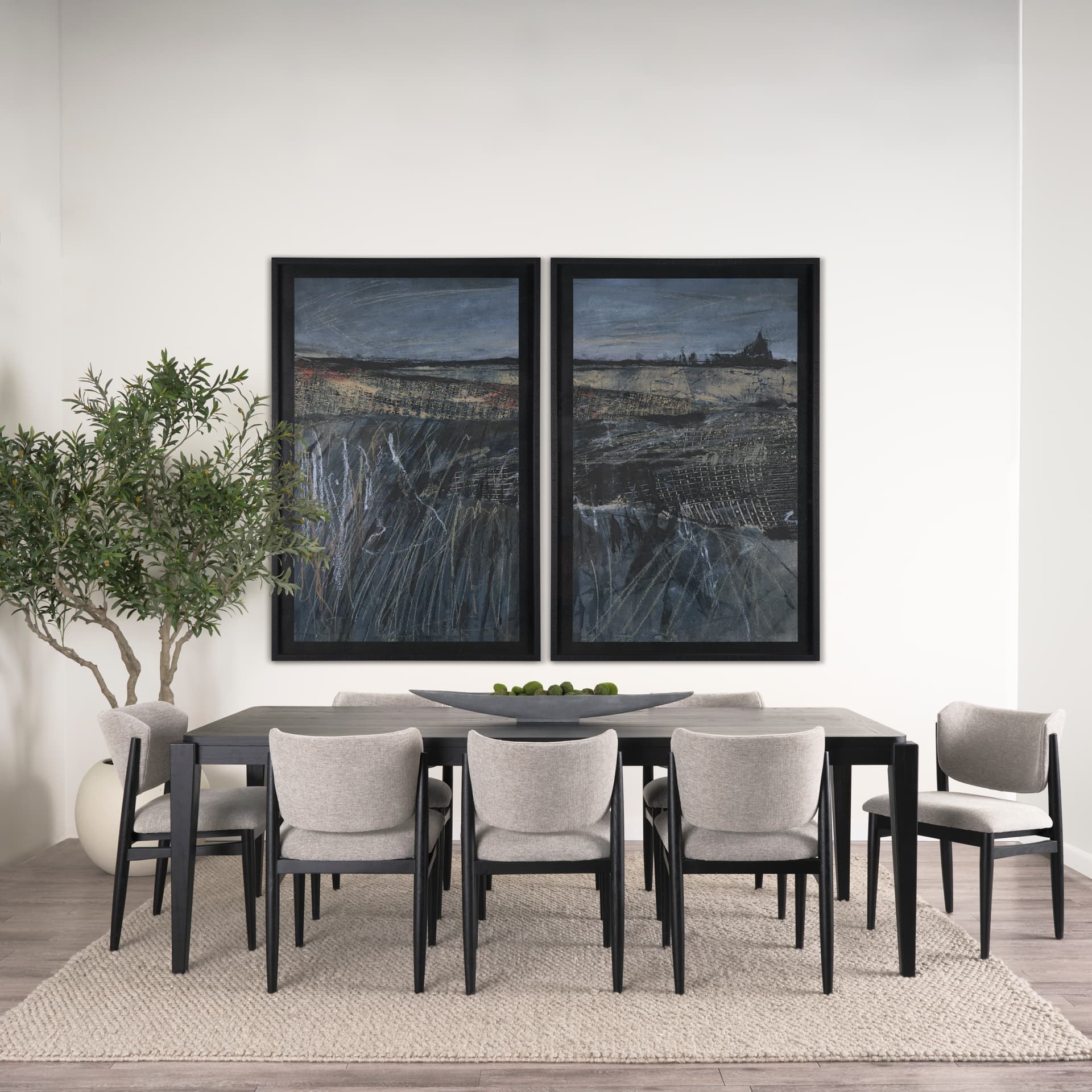 Captivating Views (Set of 2) by Mercana Studio a Hand Embellished Framed Art Print Matted under Glas — in a styled room