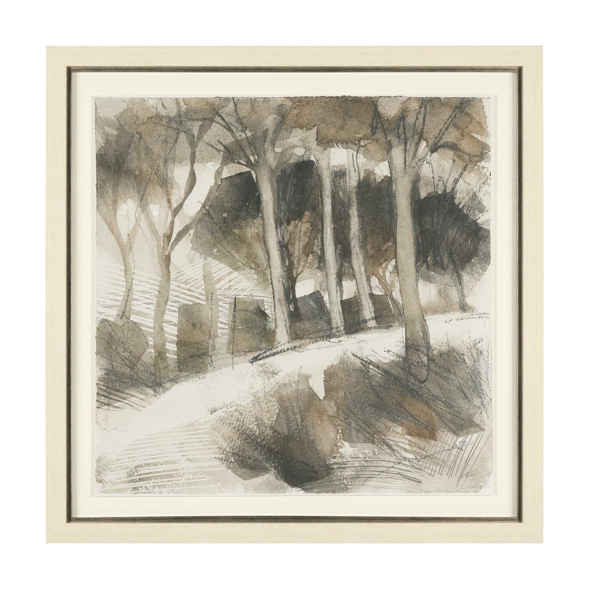 Deer Trail II by Mercana Studio Hand Embelished Textured Framed Artwork Matted under Glass — product photograph