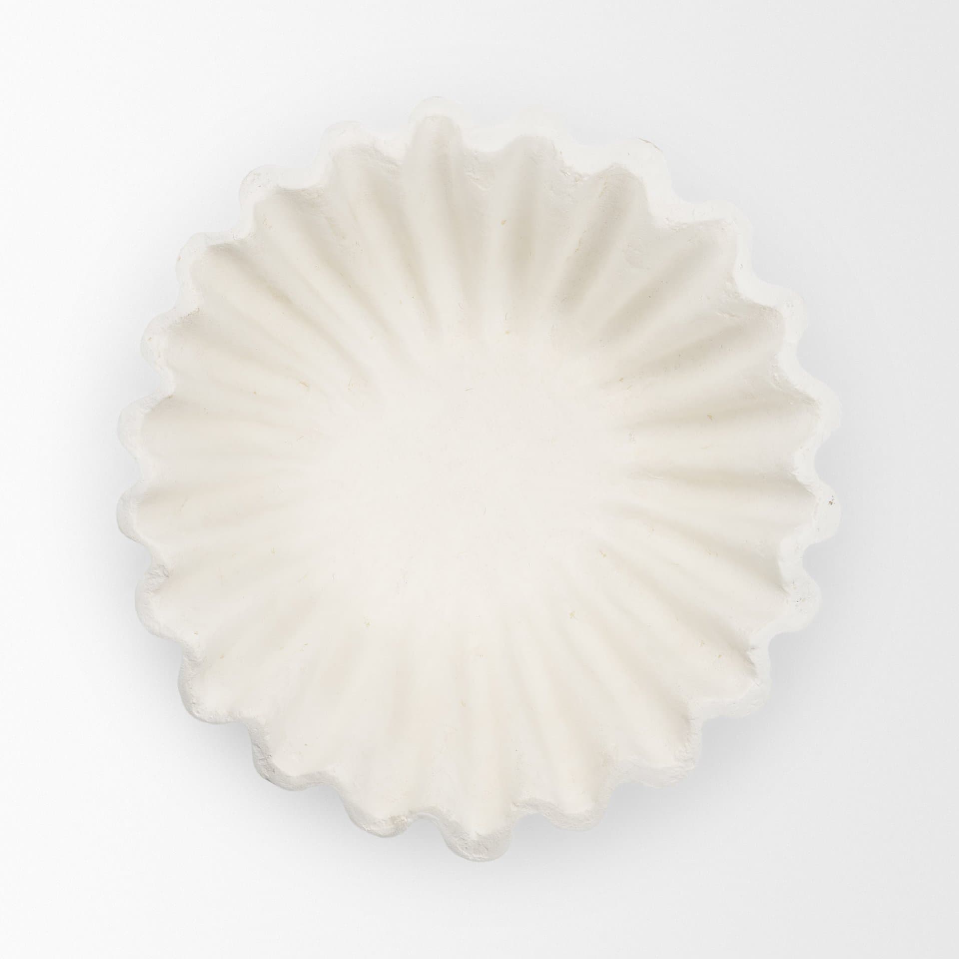 Camelia Small Fluted White Paper Mache Round Centerpiece Bowl — product photograph