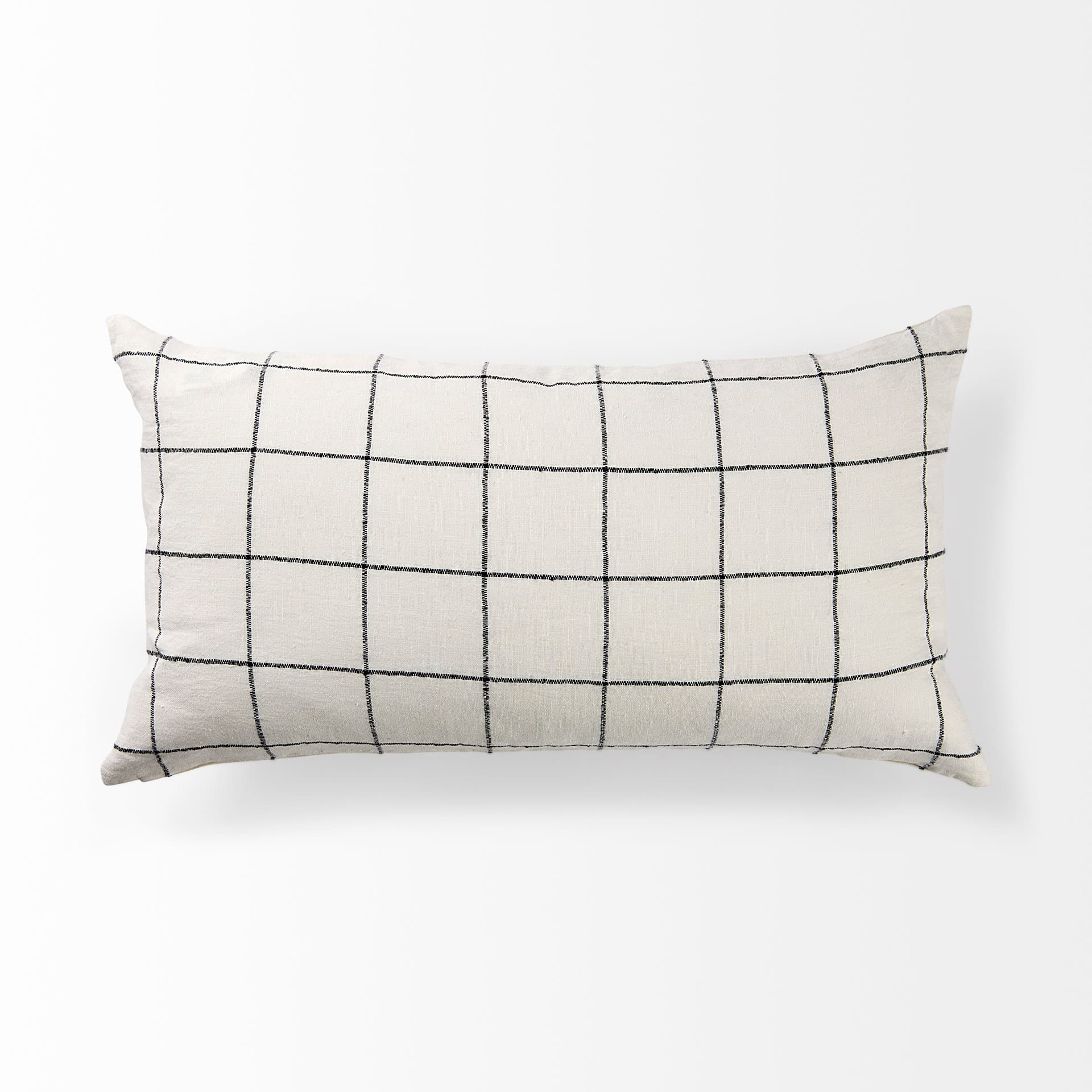 Suzanne 14x26 White/Black Square Pattern Pillow Cover — product photograph