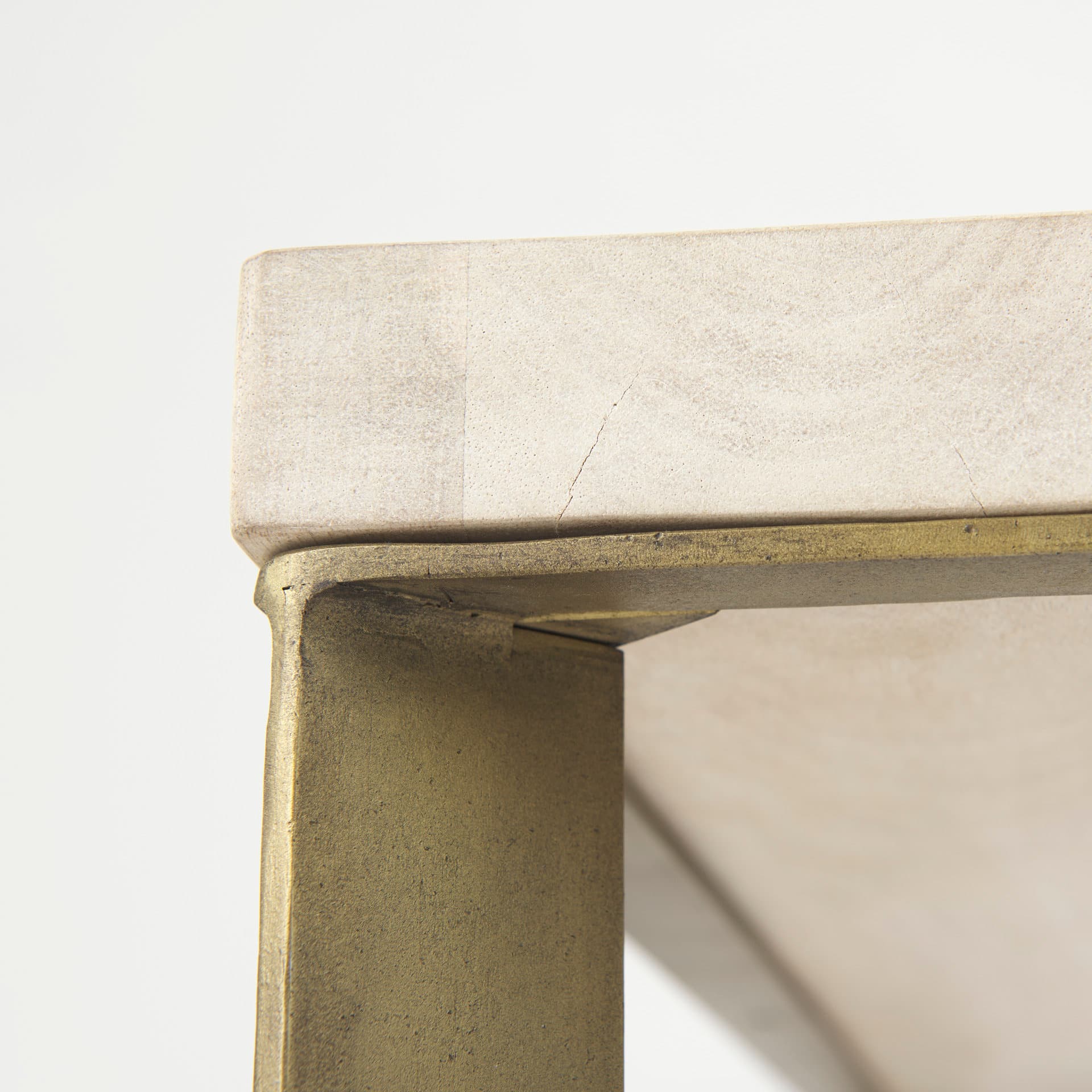 Faye 34L x 34W x 17H Beige Finished Wood W/Gold Metal Base Square Coffee Table — product photograph