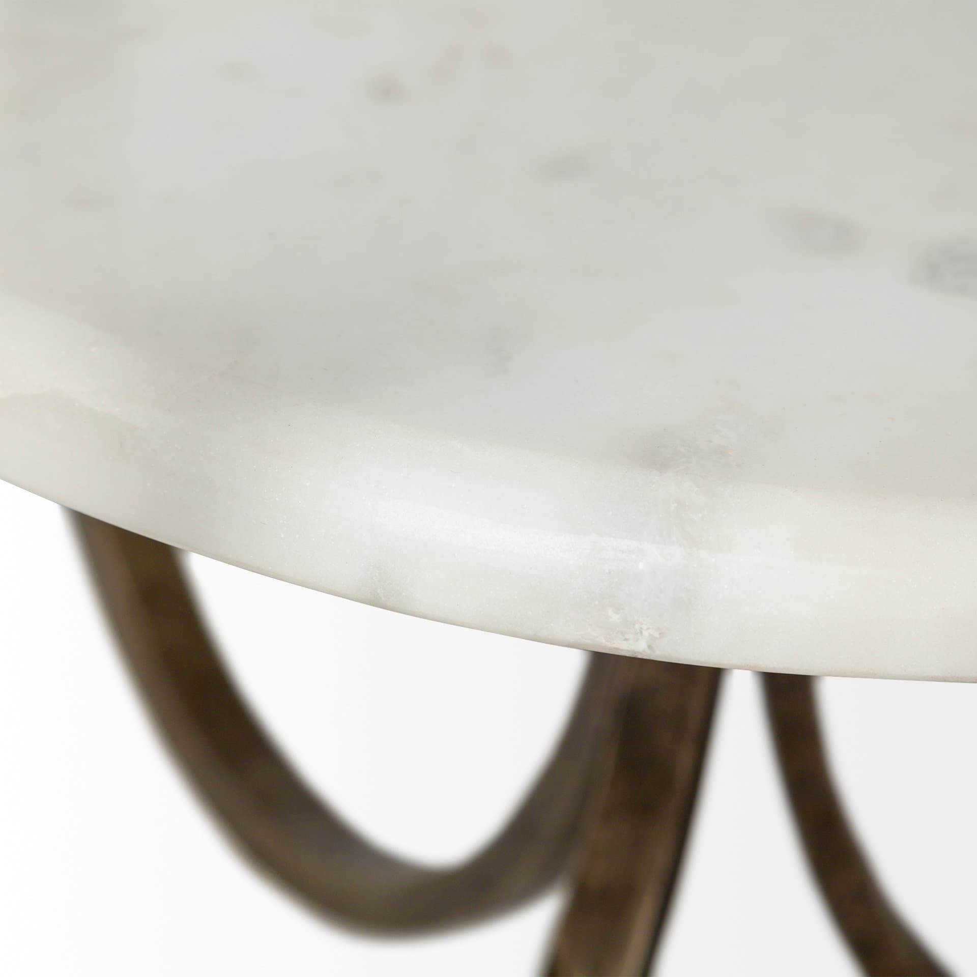 Reinhardt II 20" Round Glass Top Metal and Marble Detail End/Side Table — product photograph