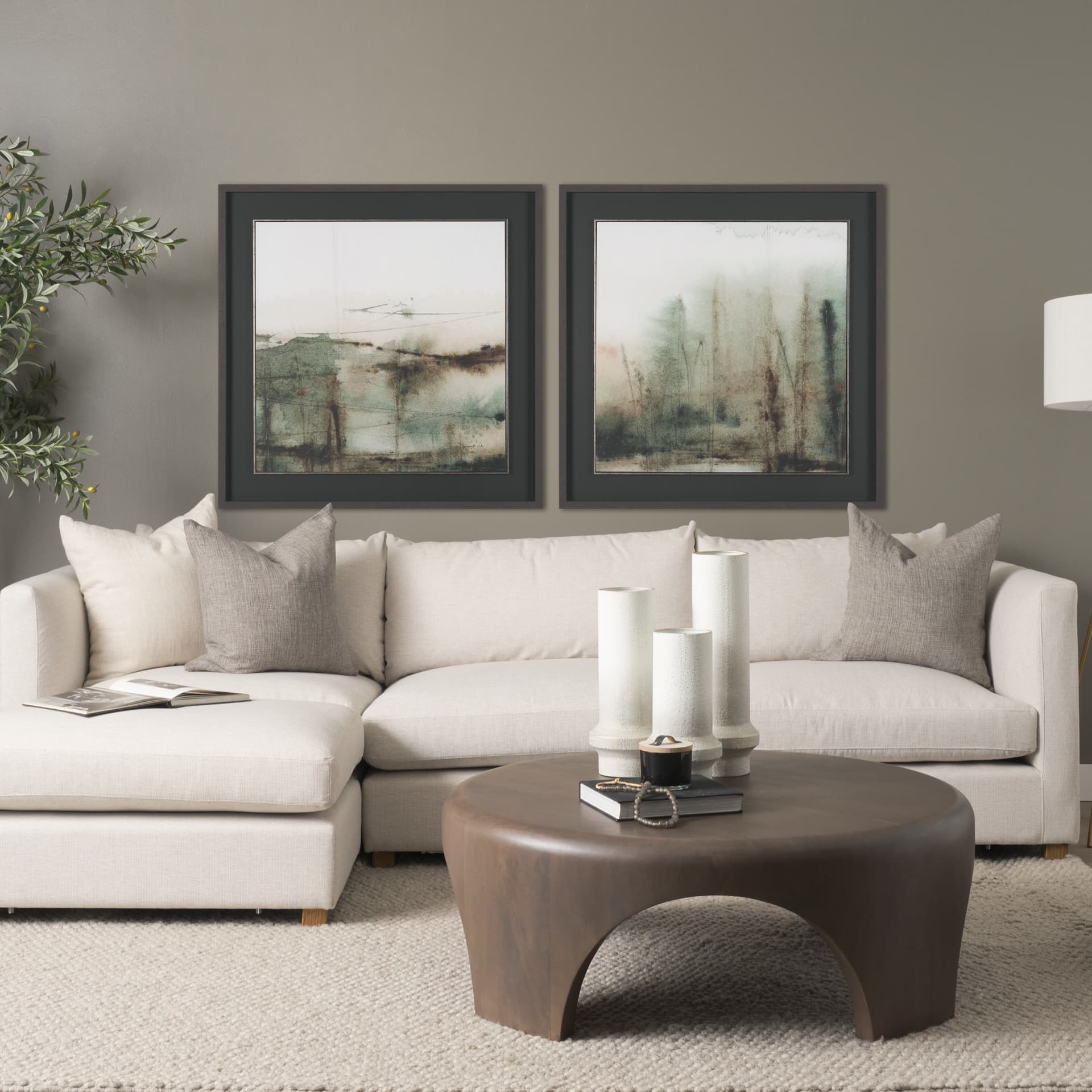Watercolor Dreamscape II by Mercana Studio Hand Embelished Framed Artwork Matted under Glass — in a styled room