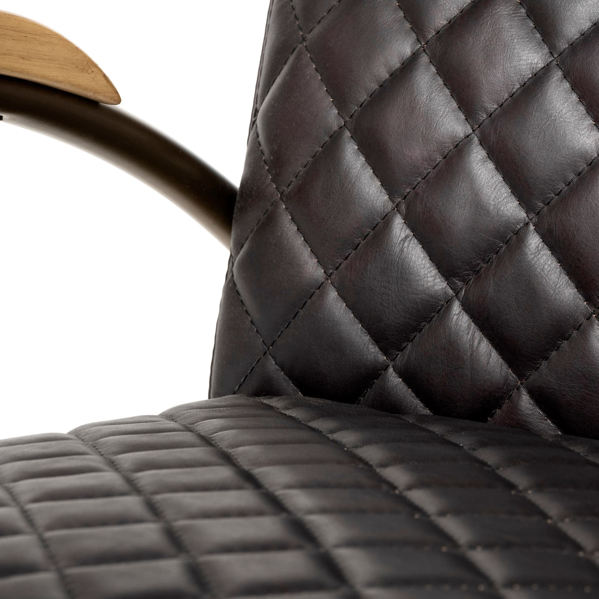 Horace I Black Leather Diamond Pattern w/Gold Iron Frame Accent Chair — product photograph