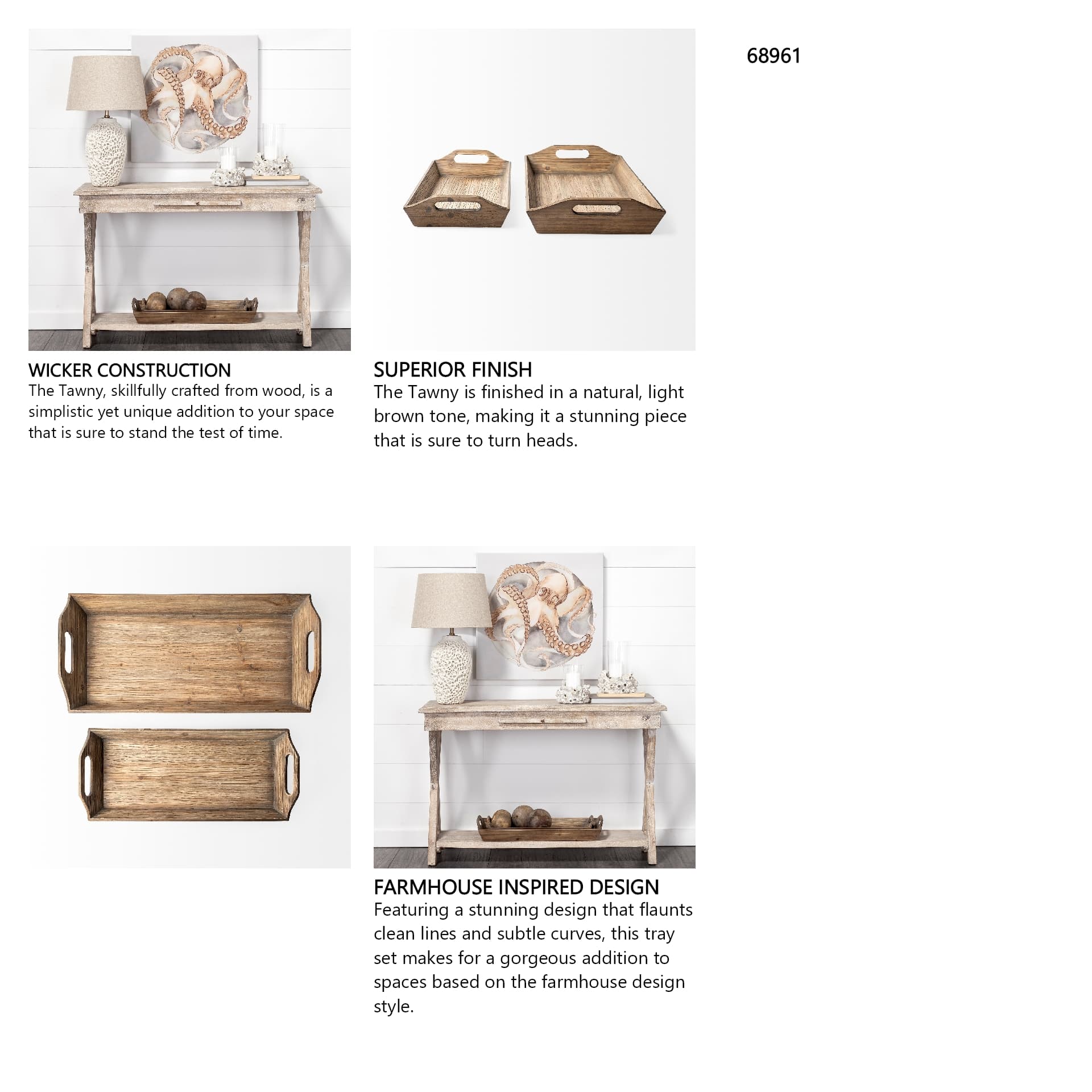 Tawny (Set of 2) Natural Wooden Trays — in a styled room