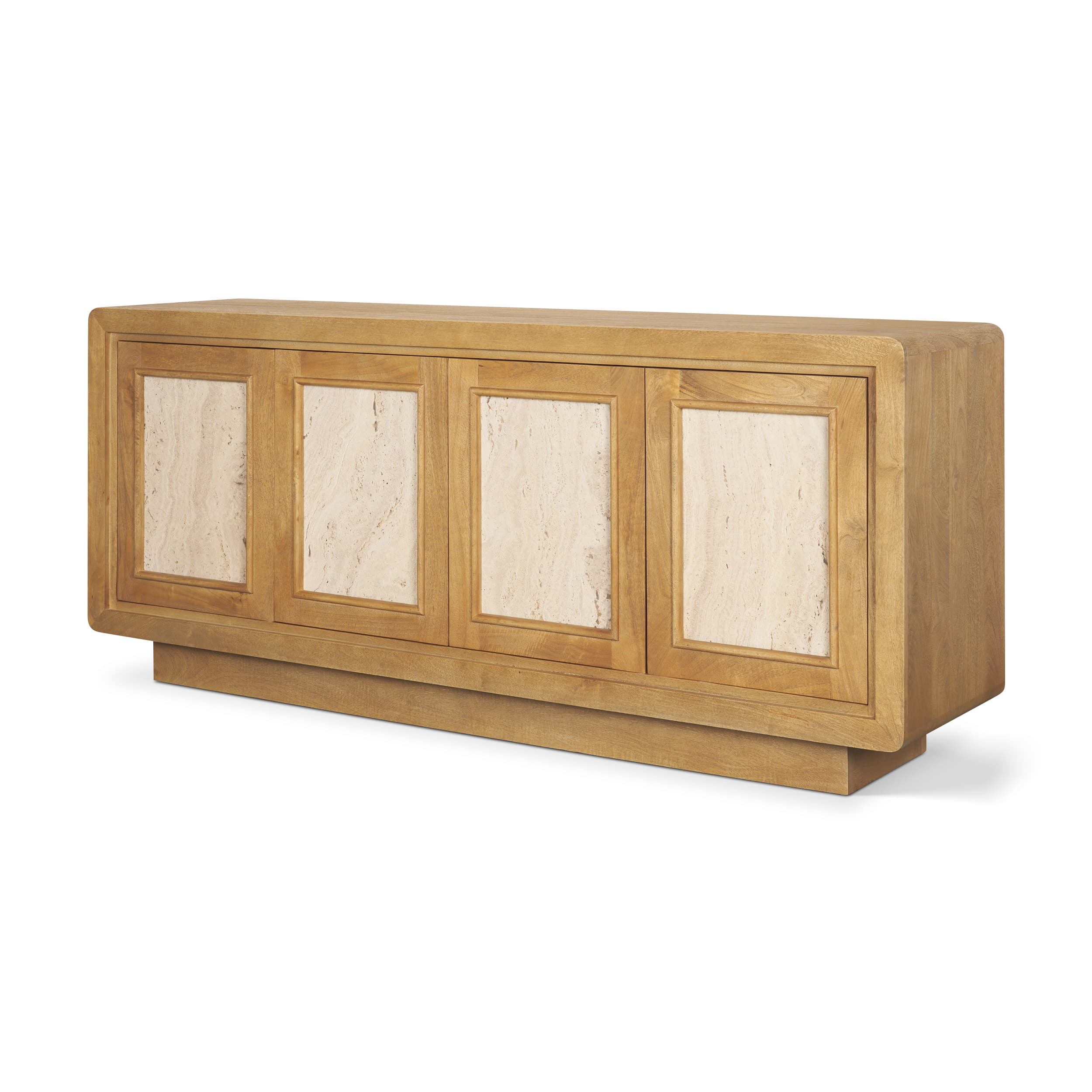 Valterra Light Brown Wood w/ Travertine 4 Door Sideboard — product photograph