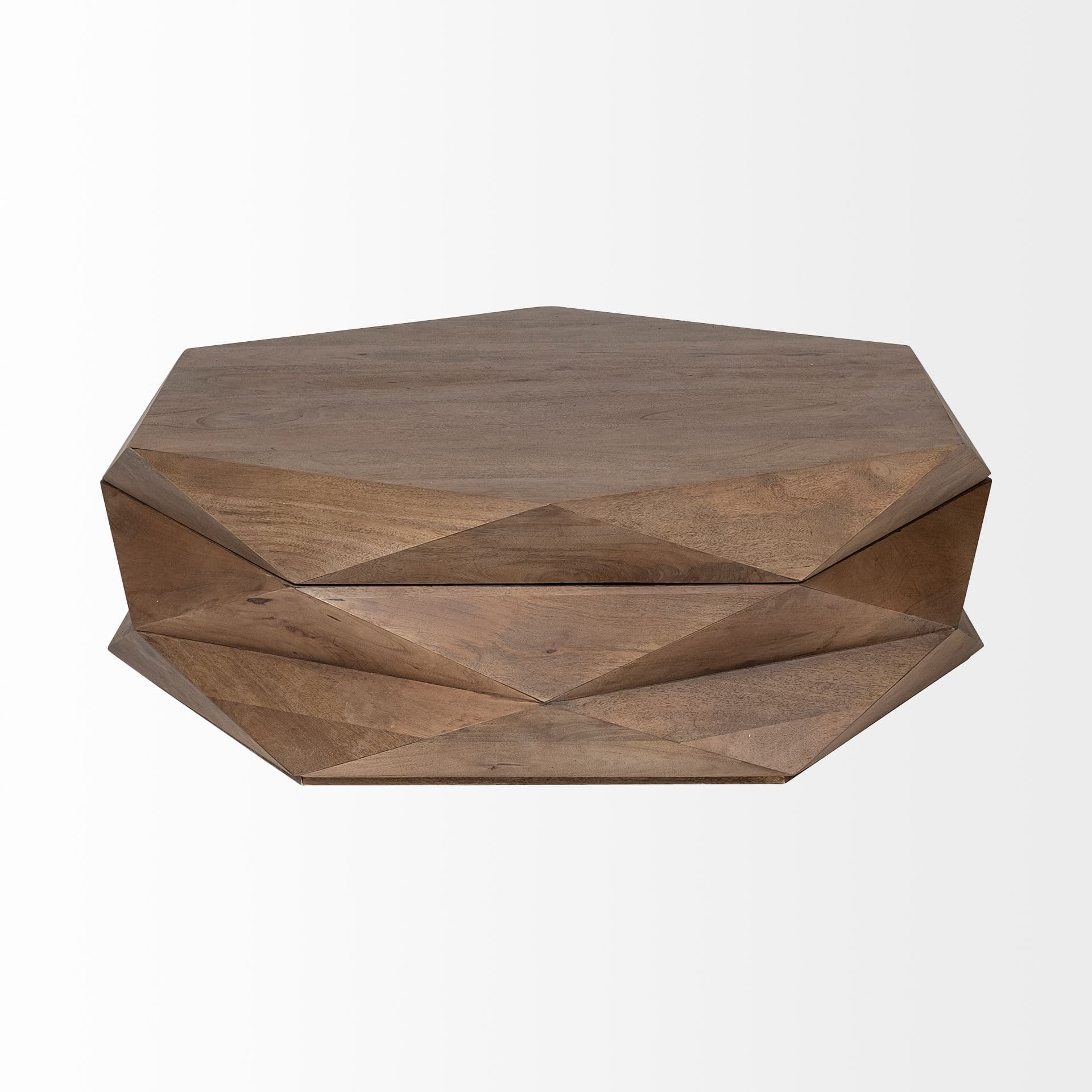 Arreto 48" Hexagonal Hinged Solid Wood Top and Base Coffee Table — product photograph