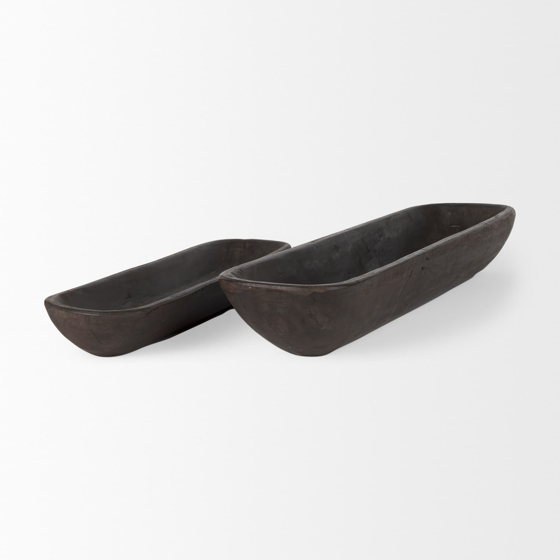 Athena Set of 2 Extra Large Black-Brown Reclaimed Wood Trays — product photograph