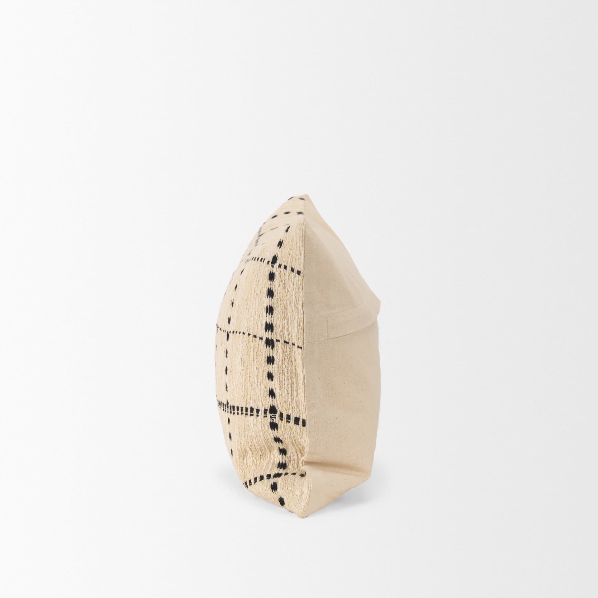 Jaela 14x26 Beige and Black Striped Lumbar Pillow Cover w/Down Filler — product photograph
