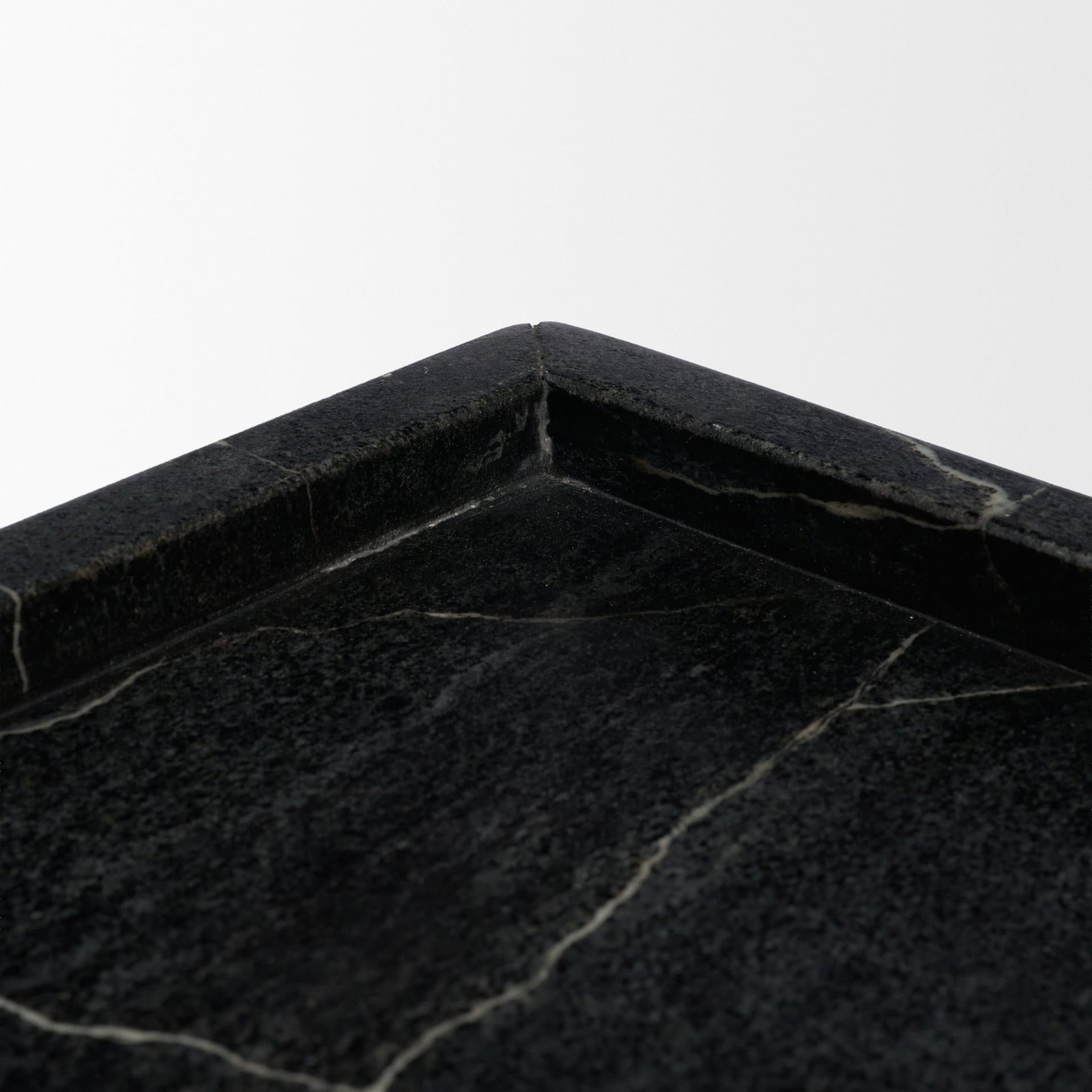 Stratus Black Marble Square Decorative Tray — product photograph
