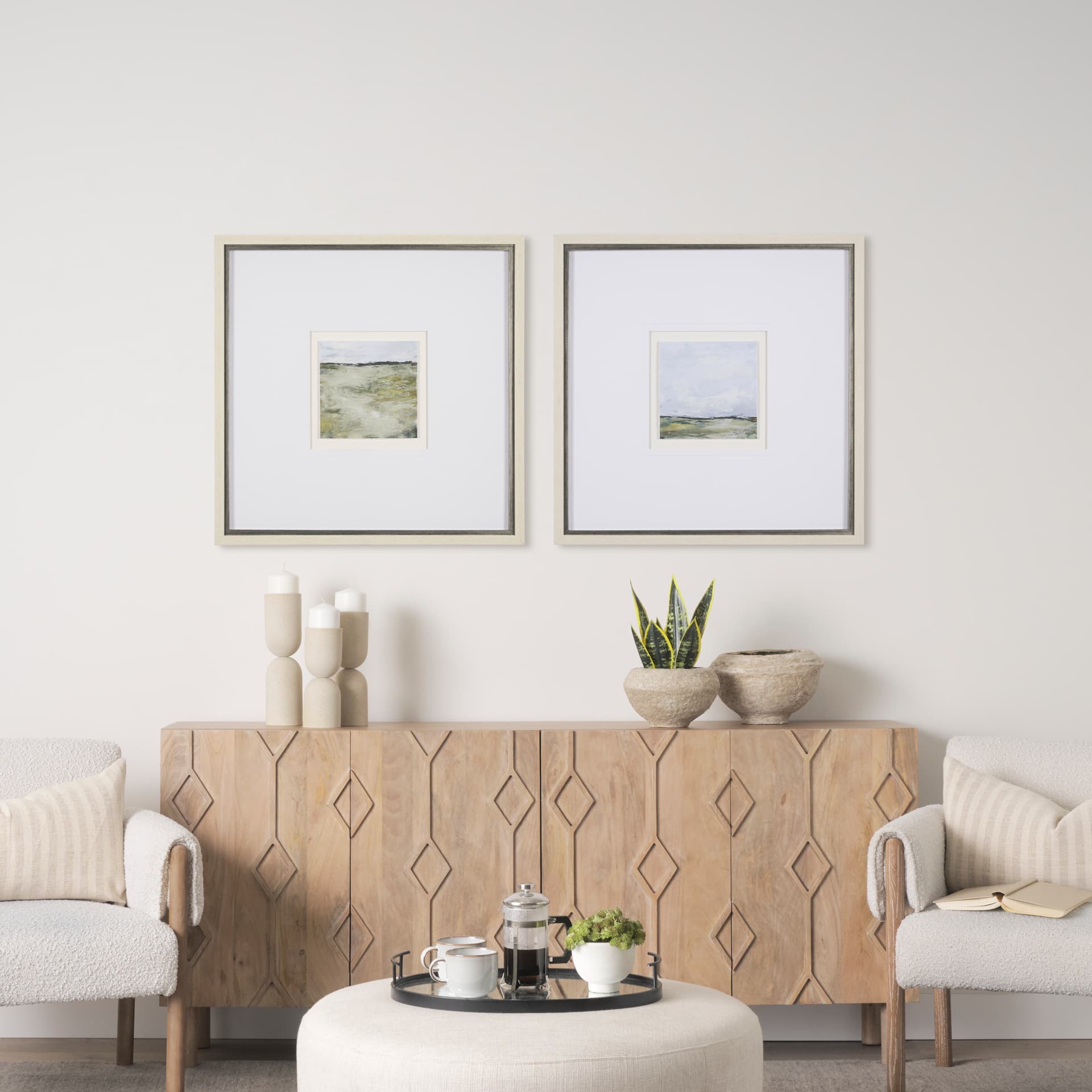 Springs Coming II by Mercana Studio a Hand Embellished Textured Framed Art Print Matted under Glass — in a styled room