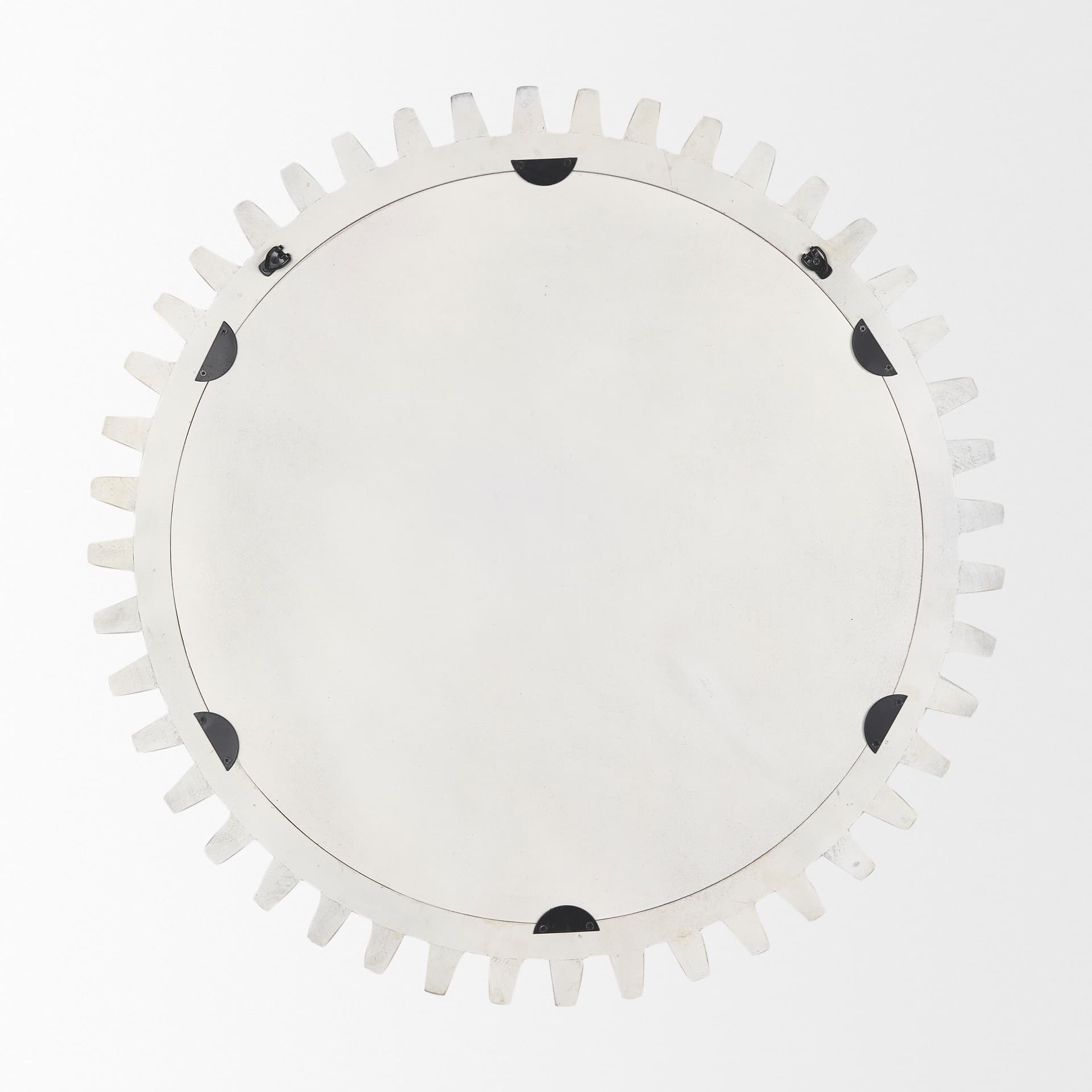 Sundance Cog 35.5" Round Whitewashed Wood Frame Mirror — product photograph