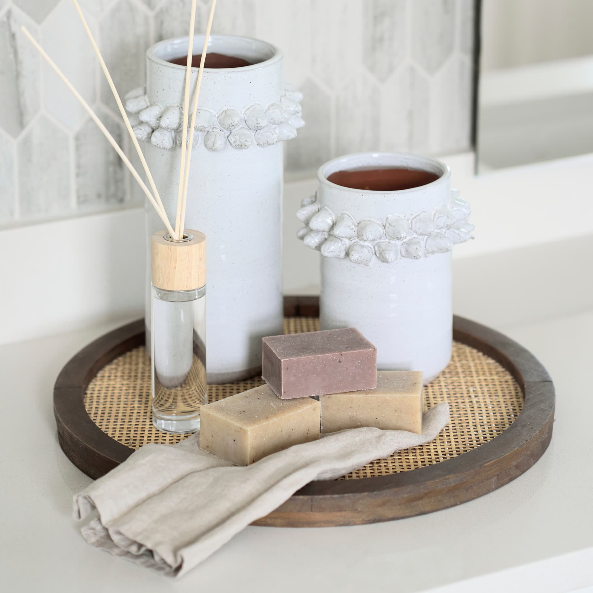 Farmhampton Small Gray Spoked Ceramic Vase — product photograph