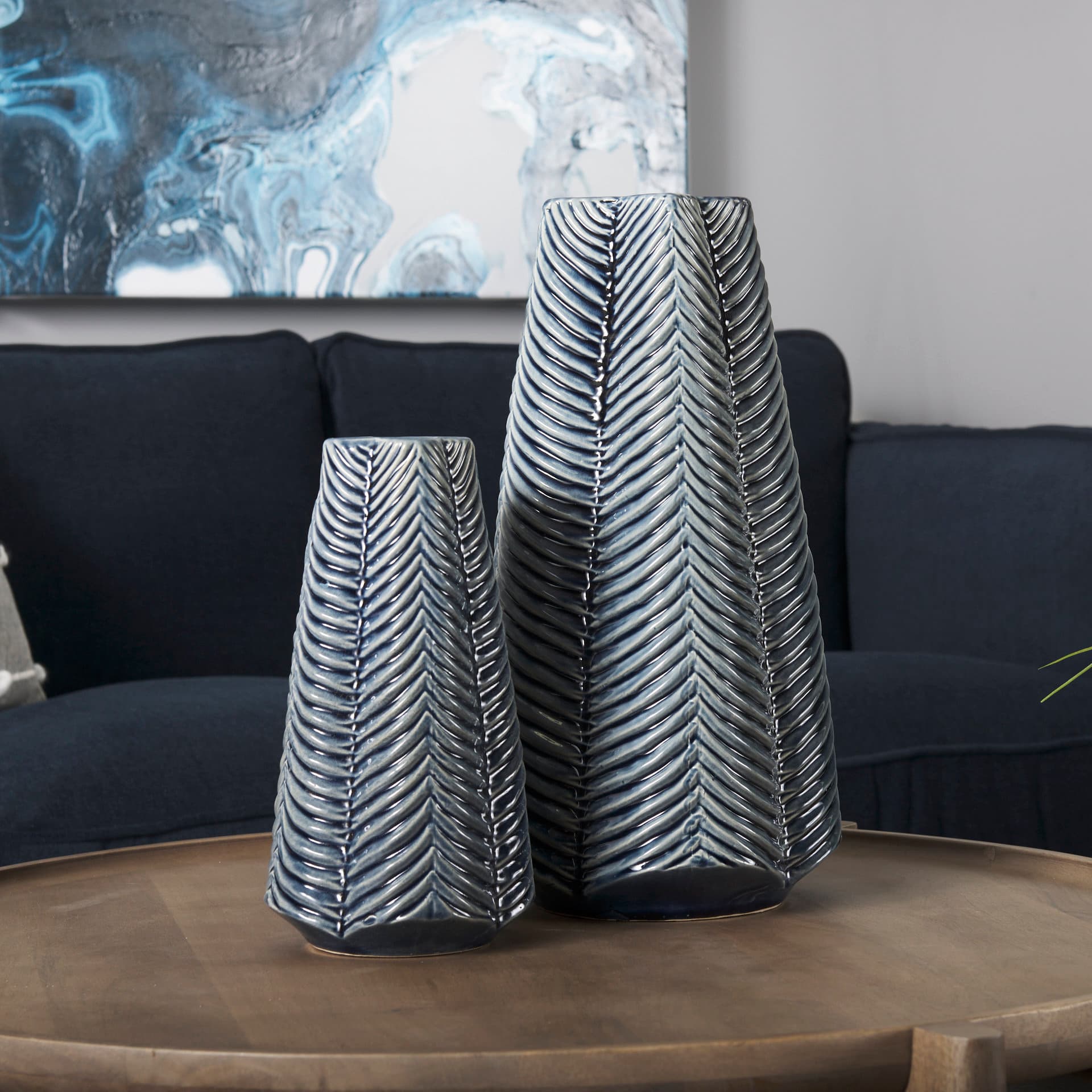 Bashir II Large Dark Navy Gloss Ceramic Vase — product photograph