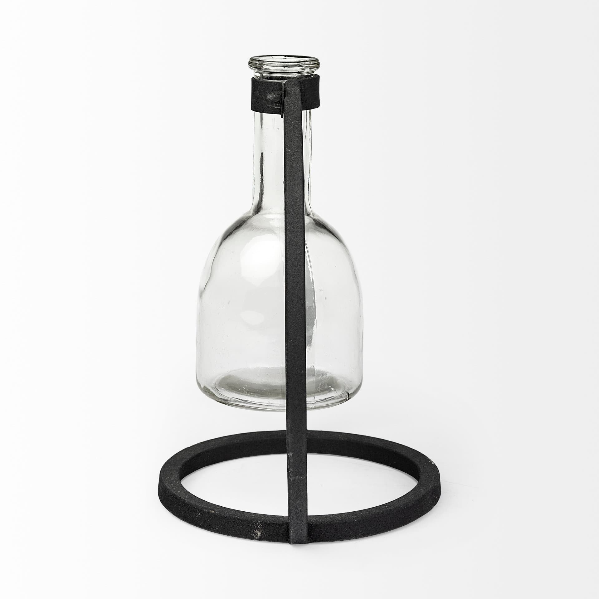 Monica I Short Black Metal Glass Bottle Vase — product photograph