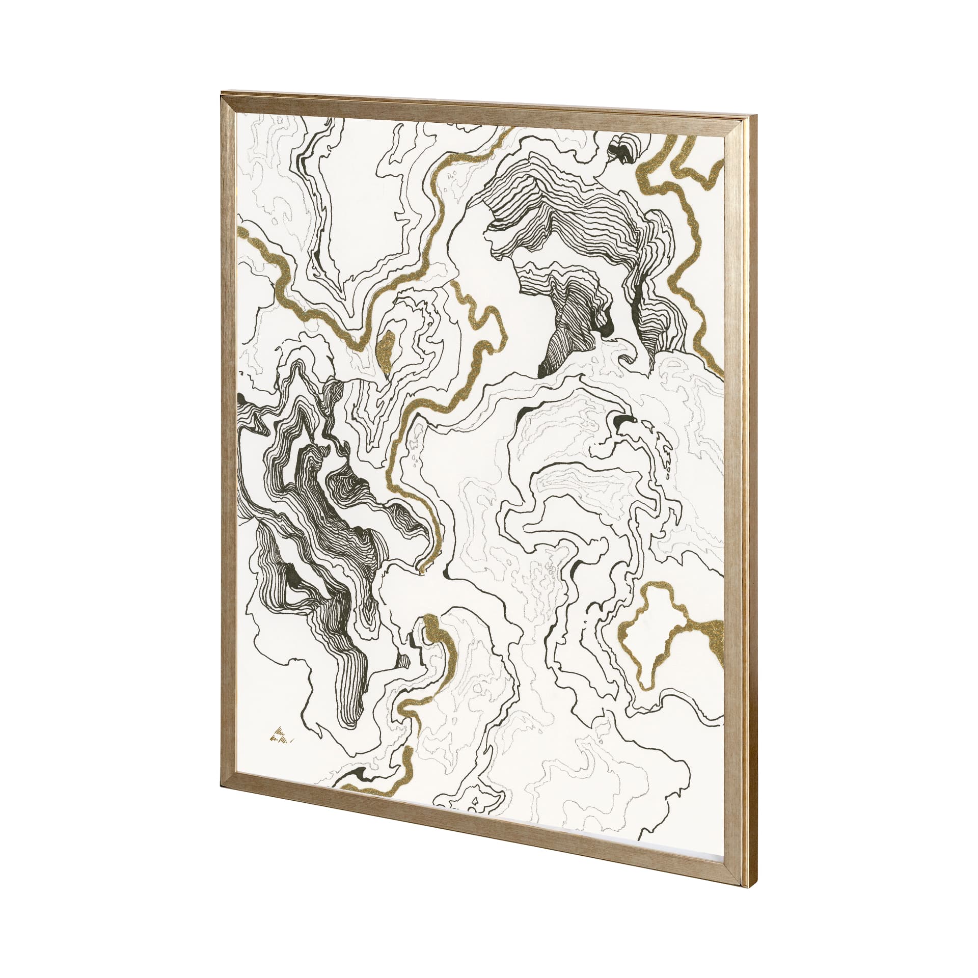 Wooden Wave II by Mercana Studio a Hand Embellished Textured Framed Art Print Matted under Glass — product photograph