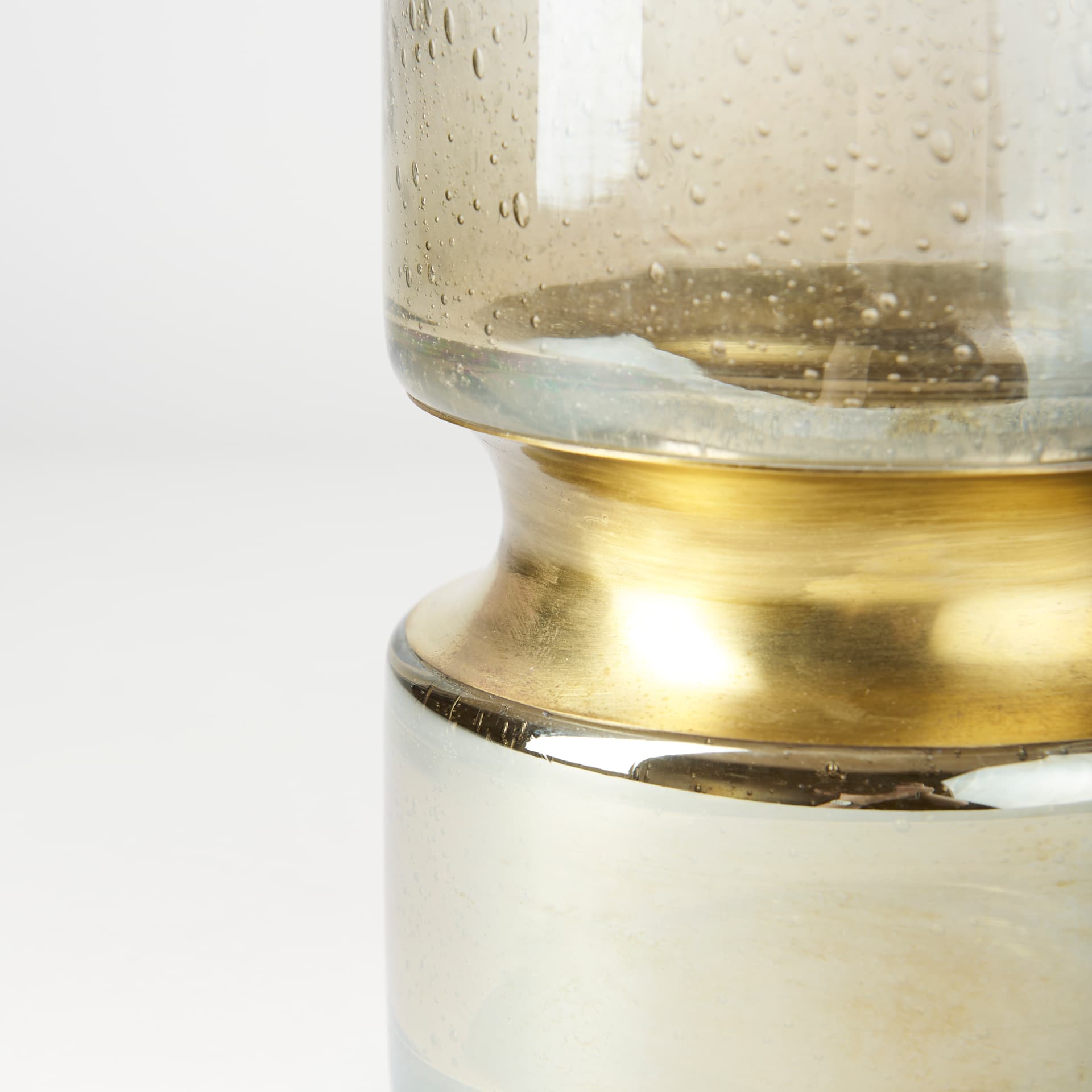 Adriatic I Small Brushed Gold Metal Glass Vase — product photograph