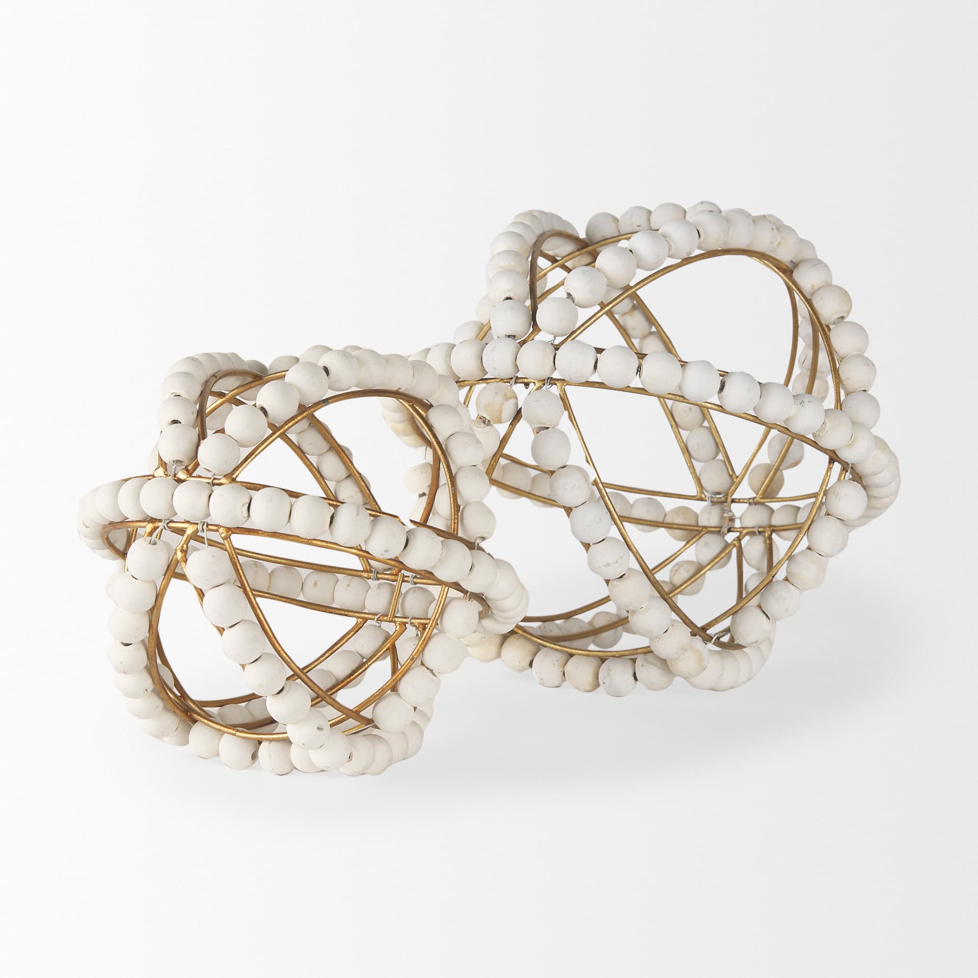 Espanlade II Large 11L x 11W White Wooden Beaded Orb — product photograph
