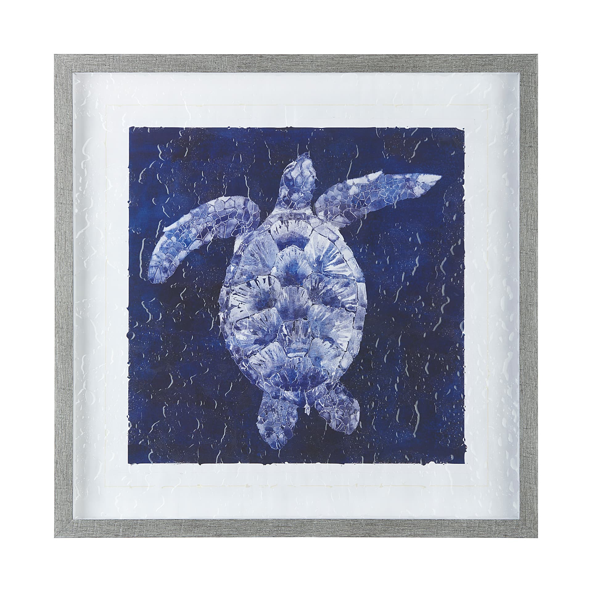 Sea Turtle Shadow II by Grace Popp a Hand Embellished Textured Framed Art Print Matted under Glass — product photograph