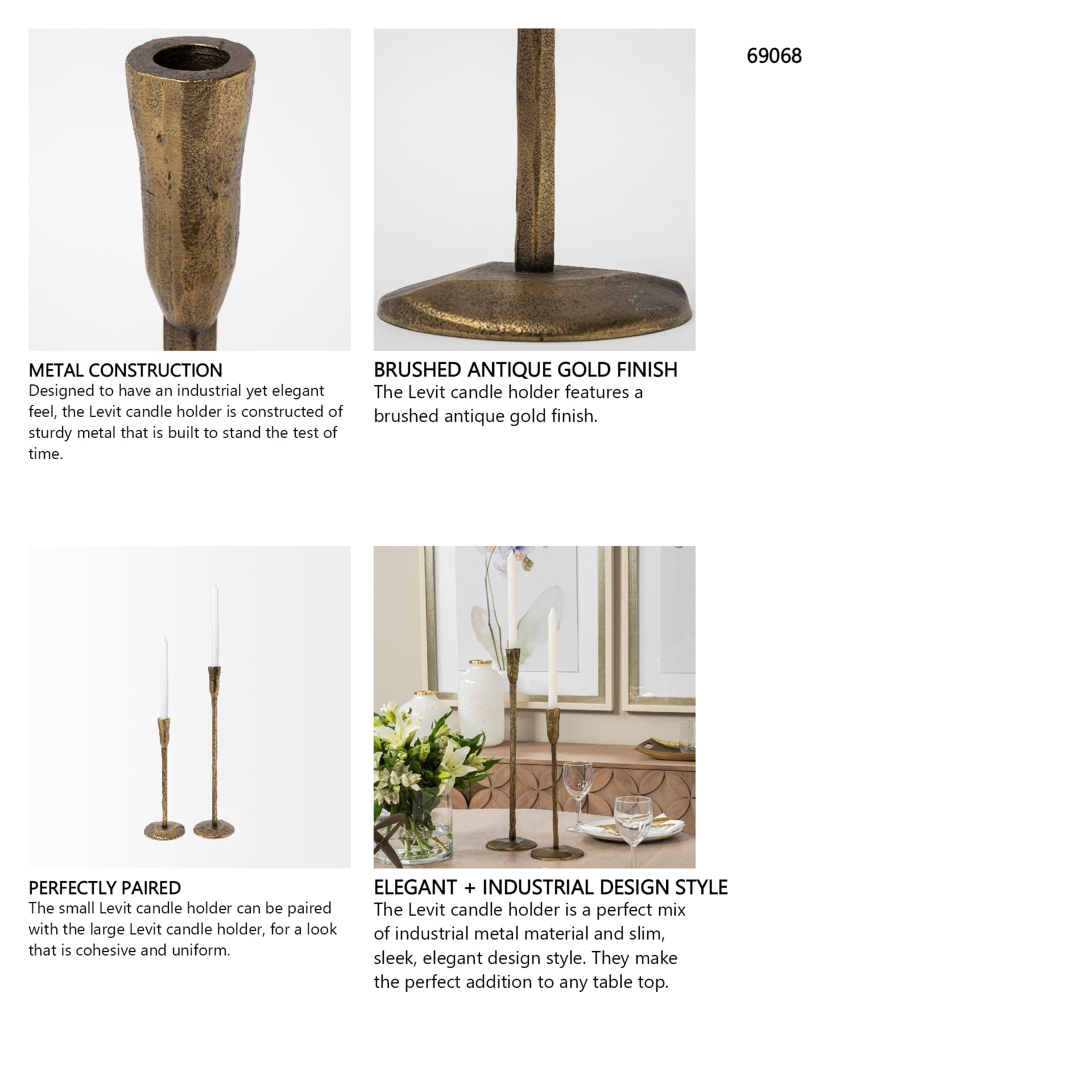Levit (Small) Gold Table Candle Holder — in a styled room