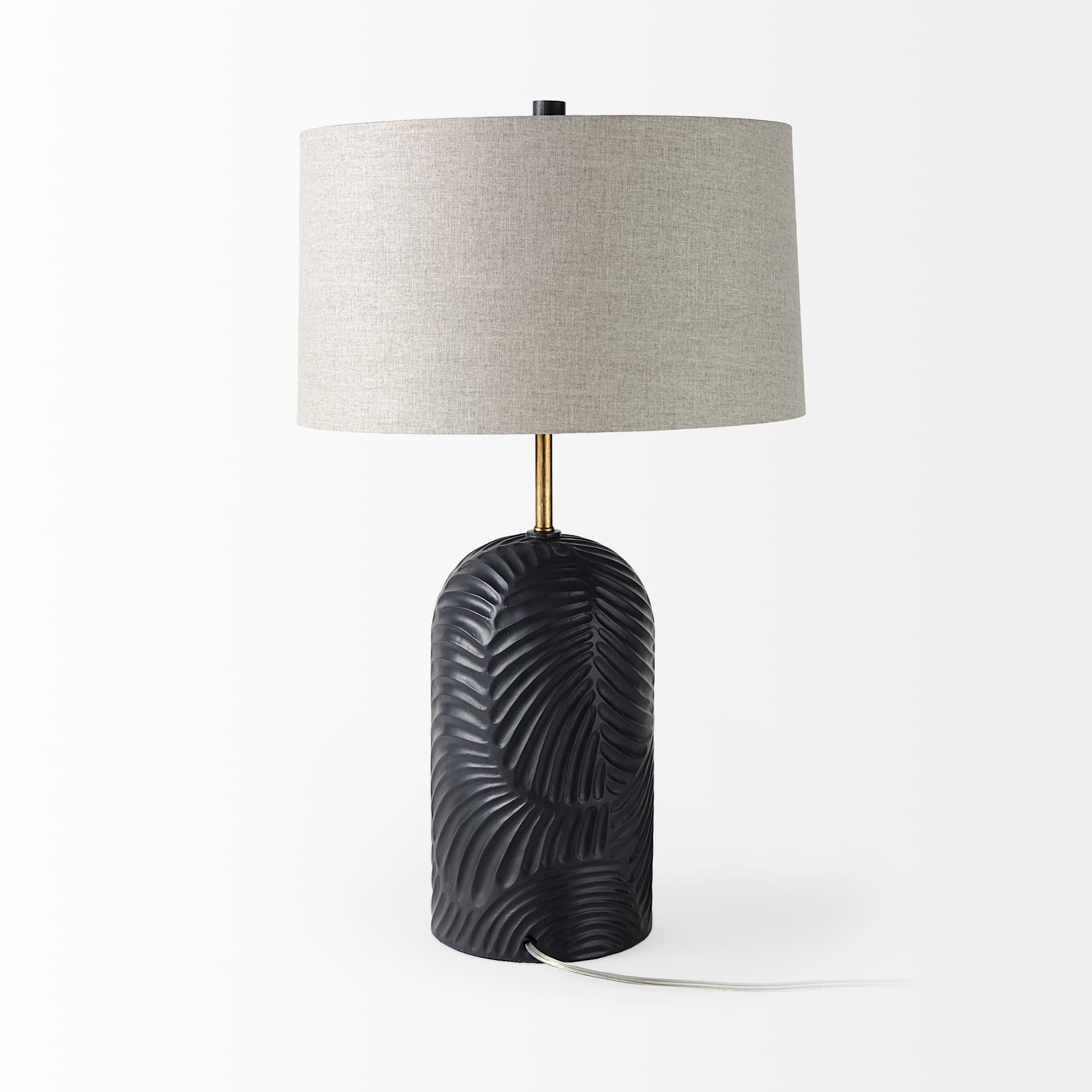 Quinn 18.0L x 18.0W x 28.8H Navy Base W/Beige Fabric Shade Table Lamp — product photograph