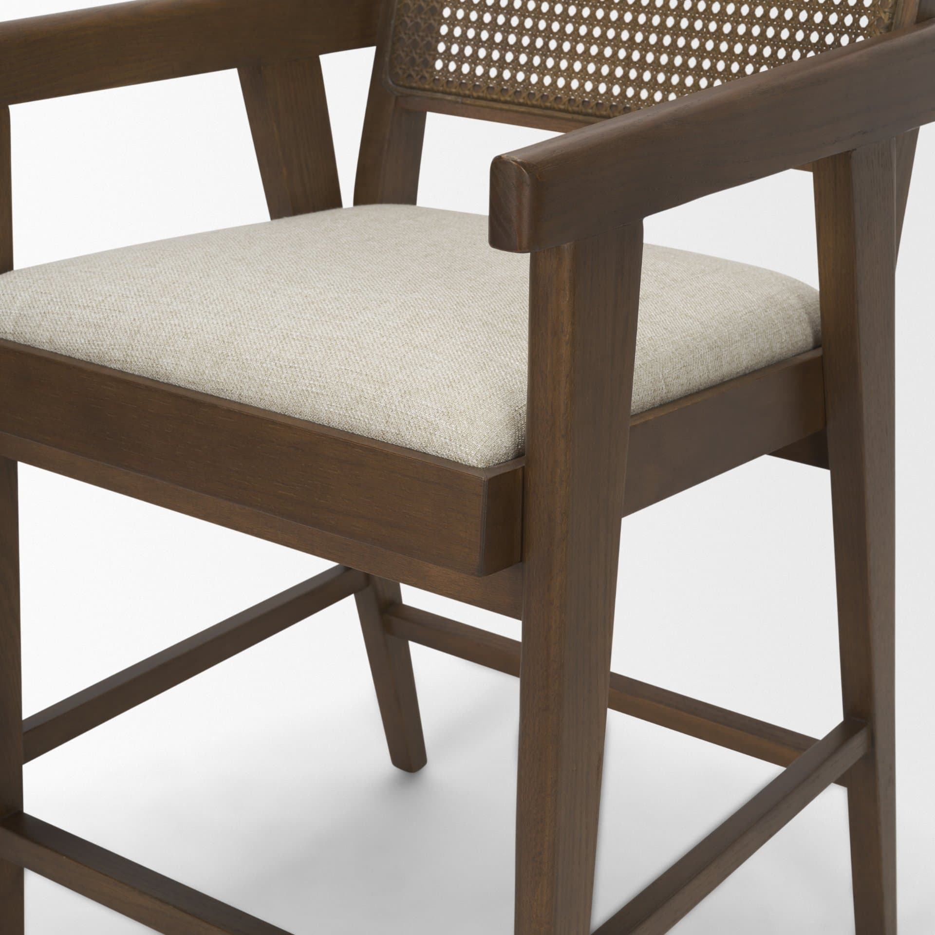 Reid Backless 38in Seat Counter Stool | Brown Wood w/ Cane Back — product photograph