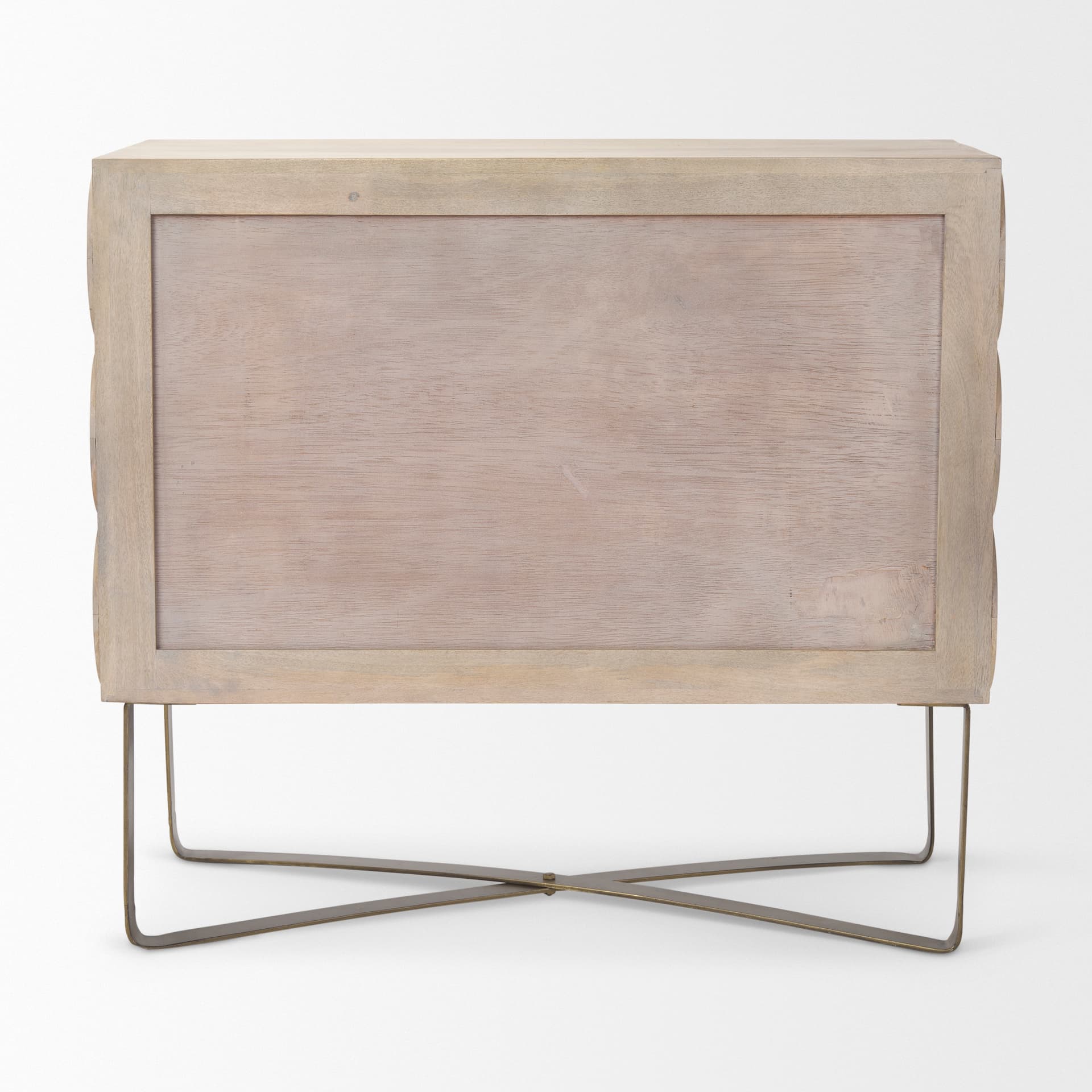 Excelsior 36.0L x 18.0W x 32.5H Light Brown Wood Gold Iron Base Accent Cabinet — product photograph