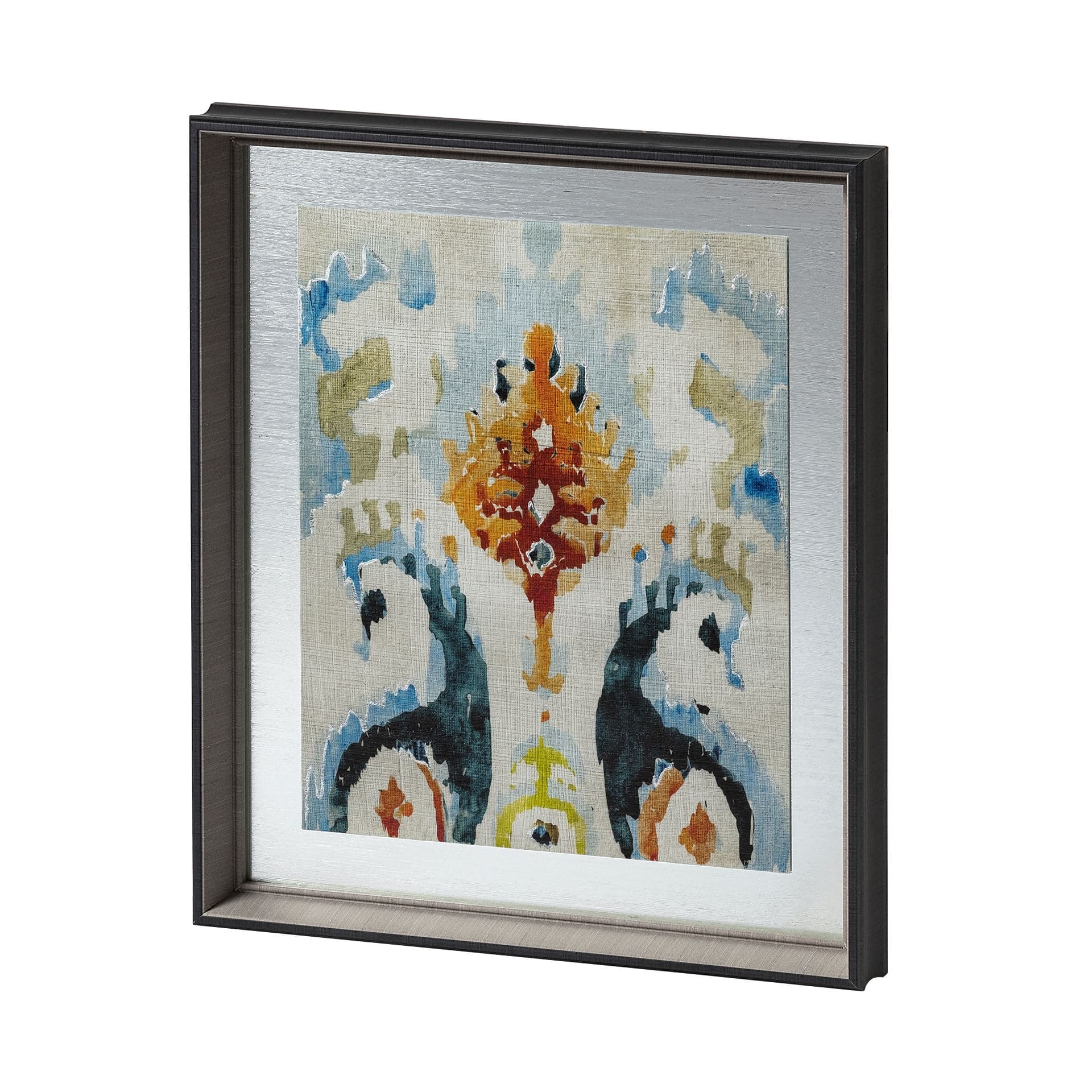 Bohemian Ikat V by Chariklia Zarris a Hand Embellished Textured Framed Art Print Matted under Glass — product photograph