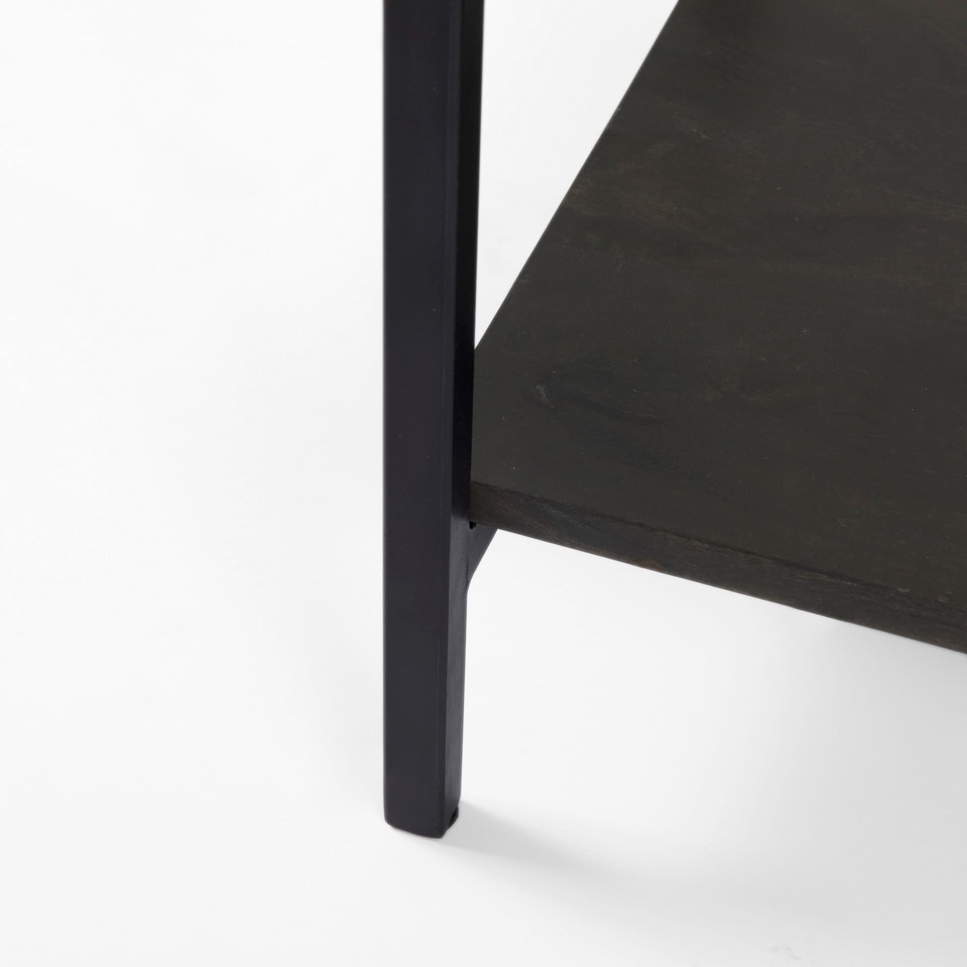 Arelius 36L x 18.75W x 63H Black-Brown Wood W/ Black Metal Base Display Cabinet — product photograph