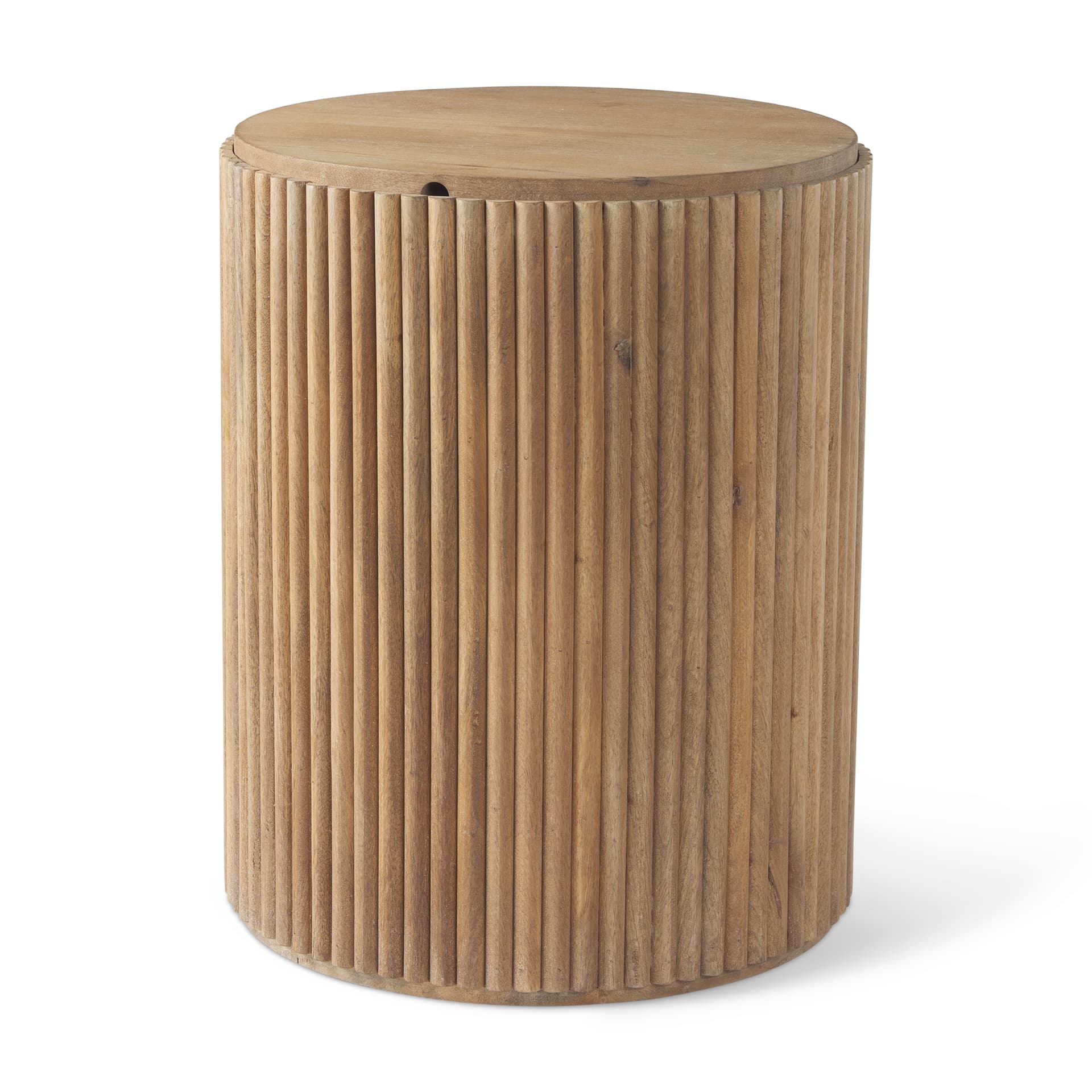 Terra 18L x 18W x 22H Light Brown Wood Fluted Round Side Table — product photograph