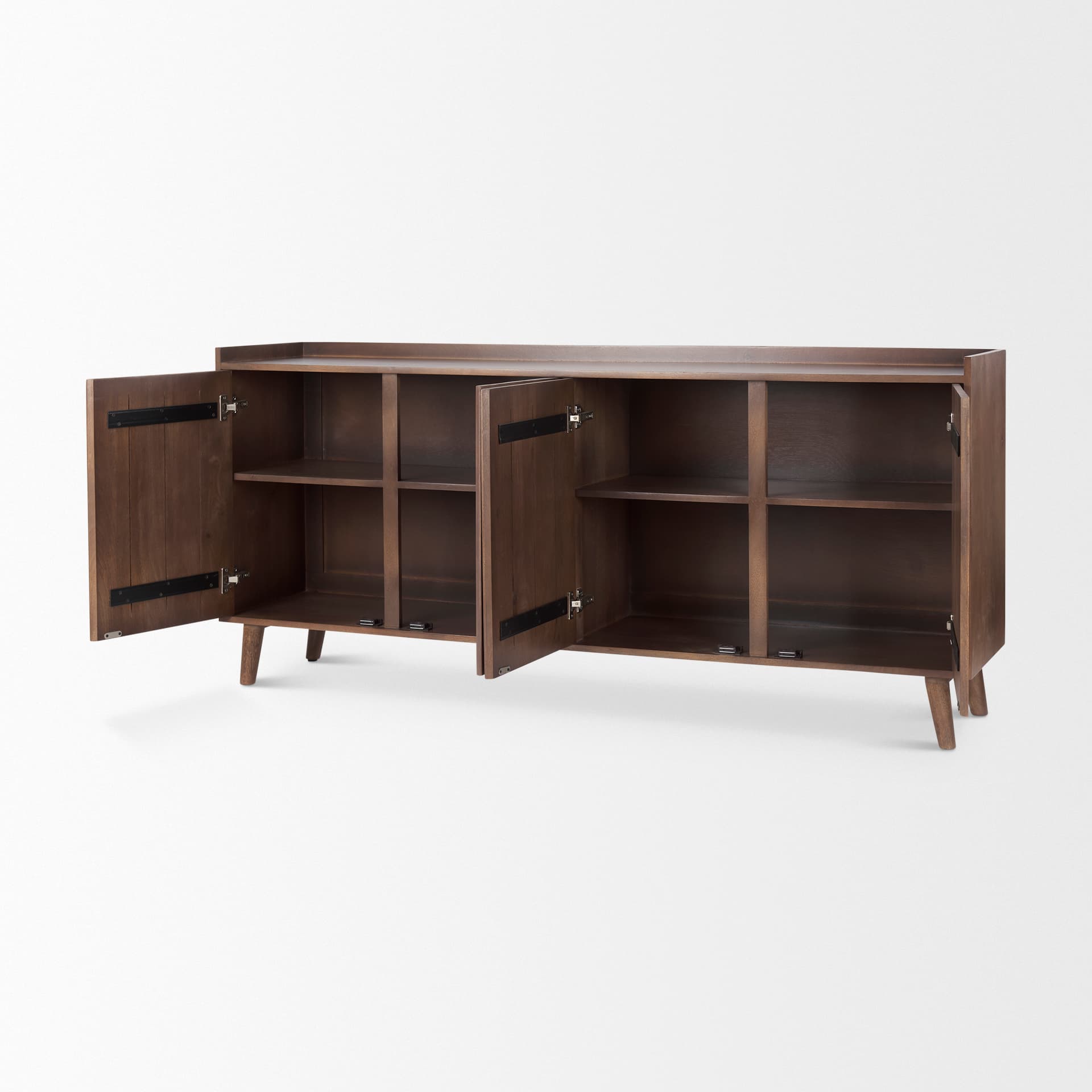 Lillie Medium Brown Wood 4 Door Tray Top Sideboard — product photograph