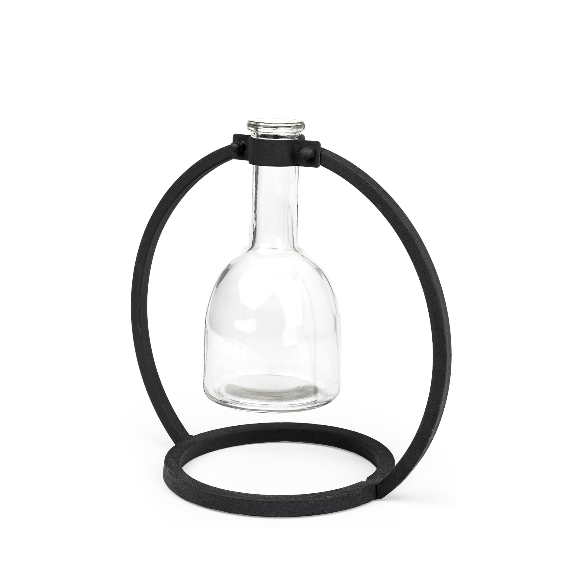 Monica I Short Black Metal Glass Bottle Vase — product photograph