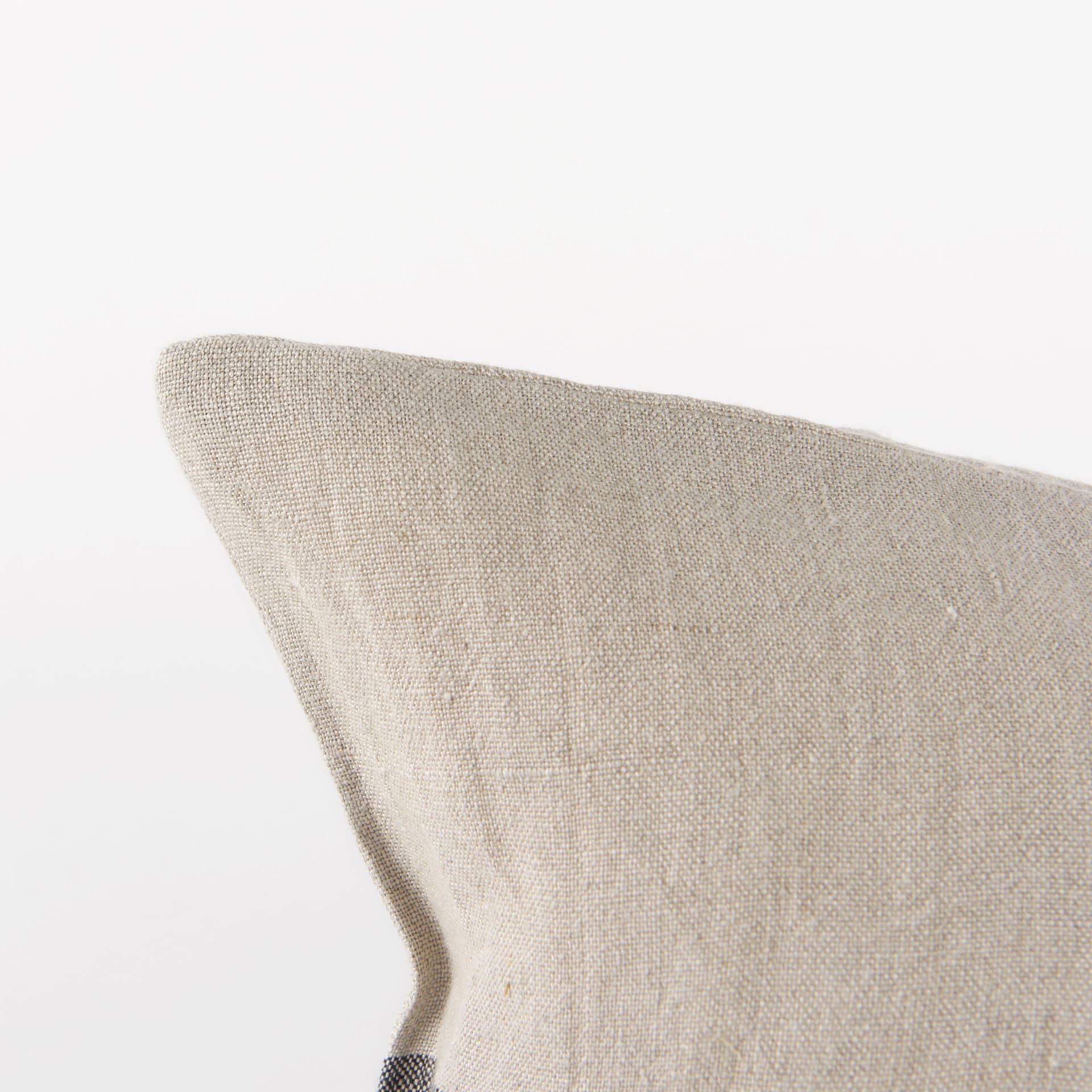 Raquel 13x21 Beige and Black Fabric Plaid Pillow Cover w/Down Filler — product photograph