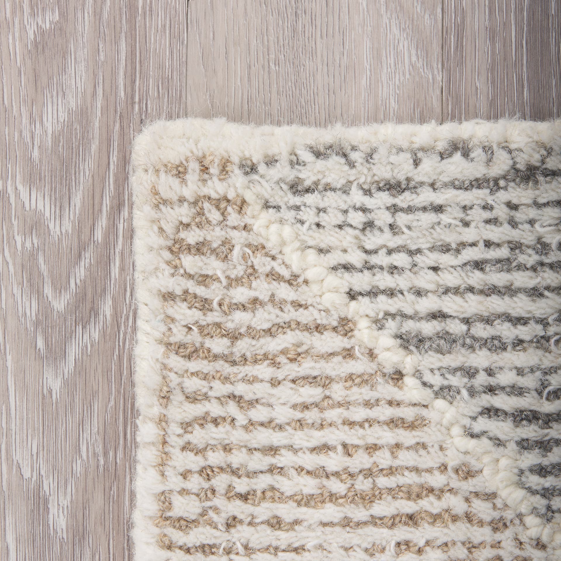 Kolt 5x8 Neutral Geometric Patterned Wool Area Rug — product photograph