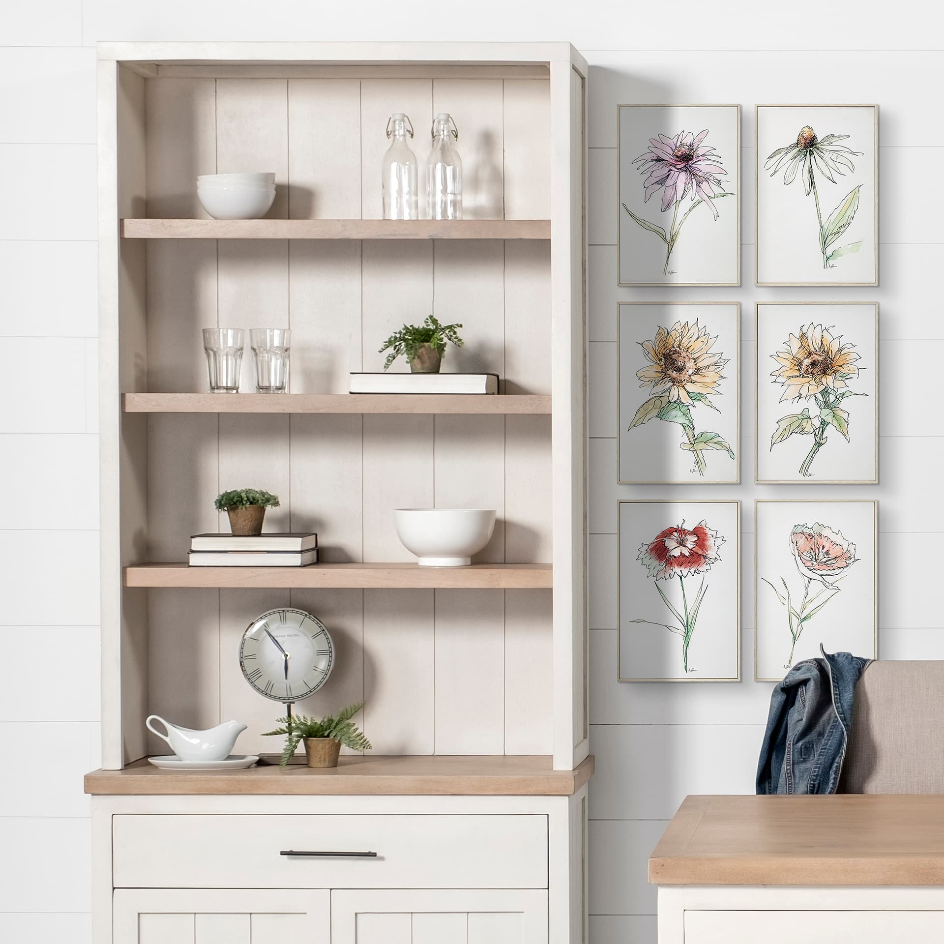 Fairview I White and Medium Brown Wood Three Shelf Shelving Unit — product photograph