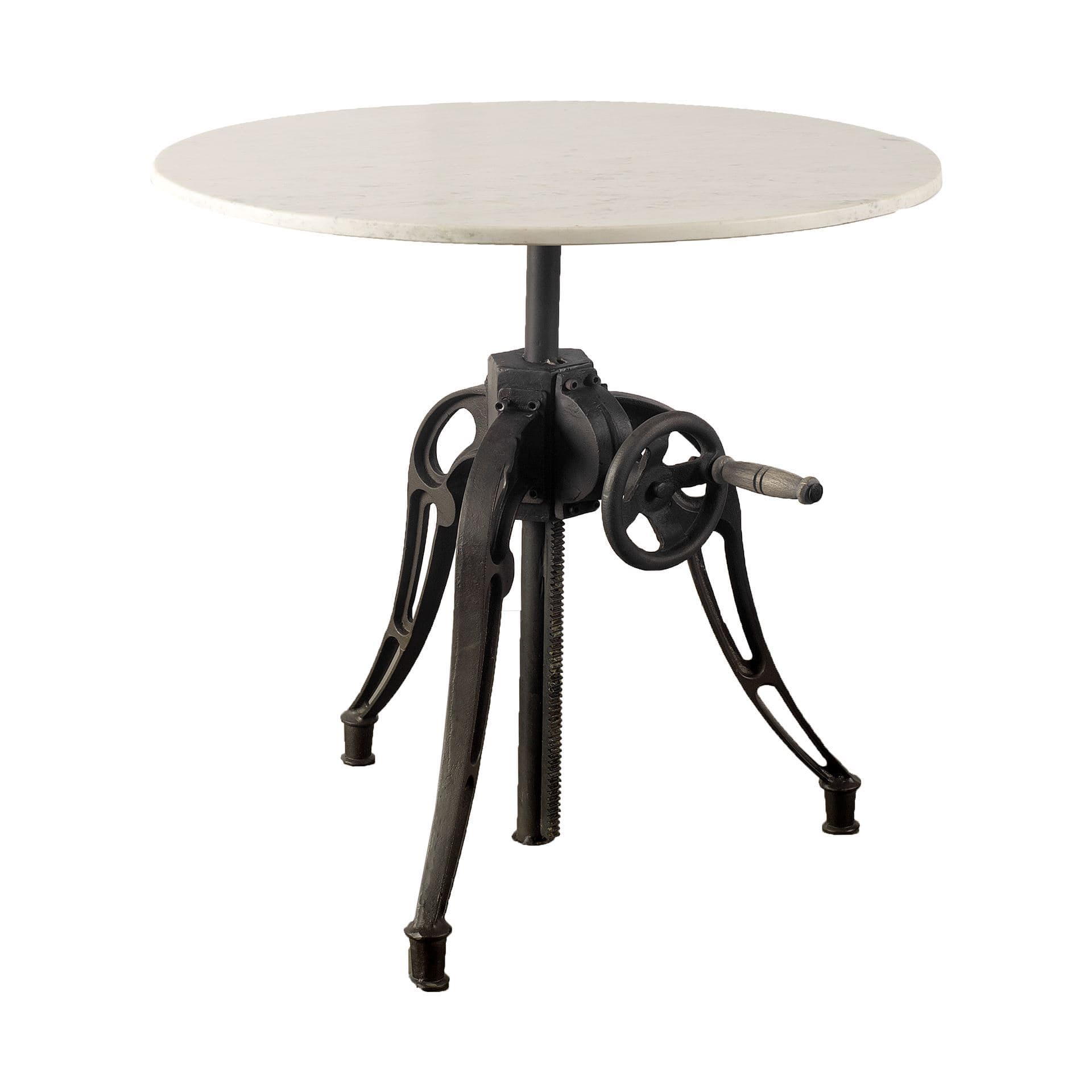 Emslie 30" Round Dining Table | Modern | White Marble & Black Metal | Seats 2 — product photograph