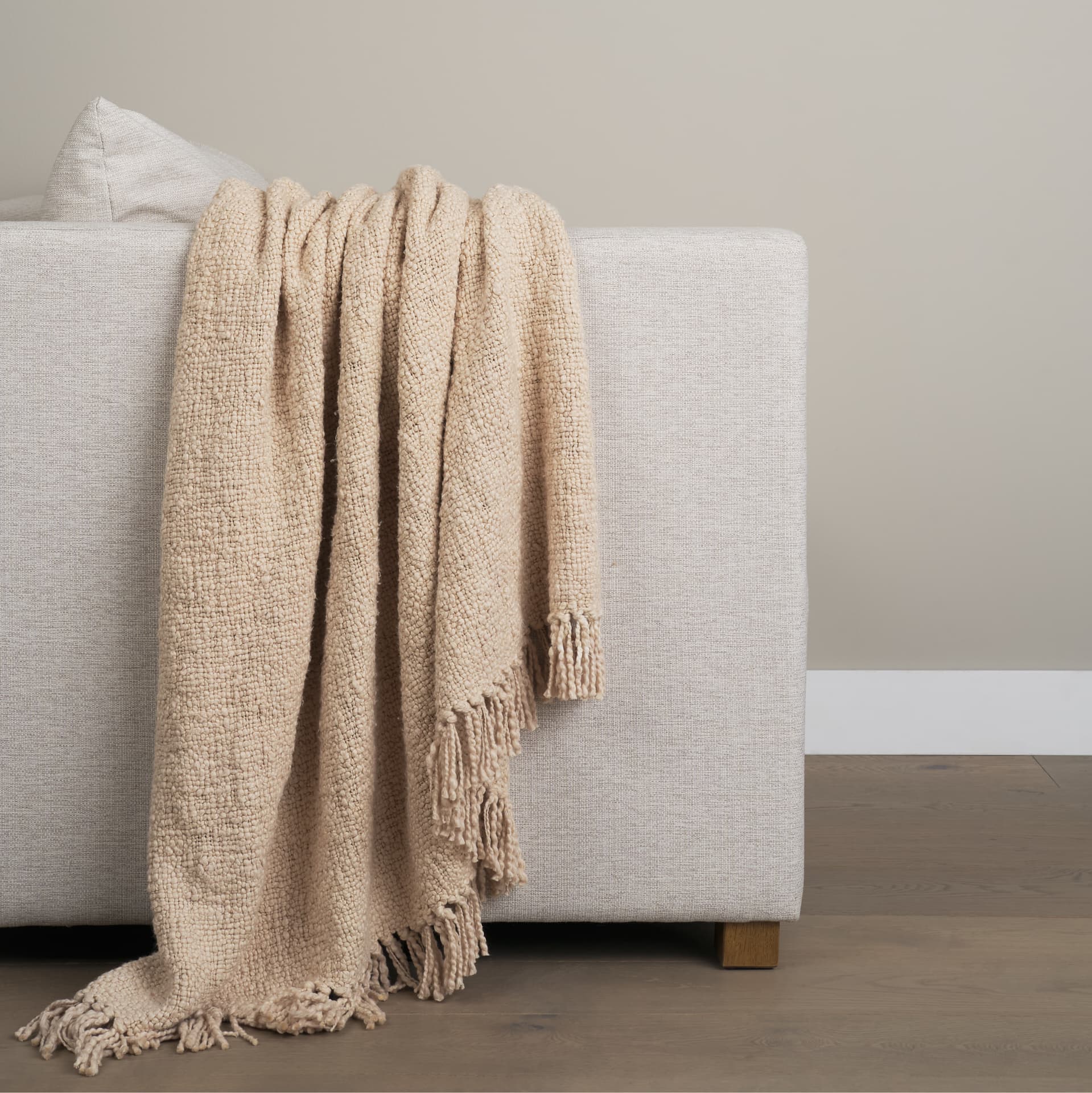 Kambal Light Beige Woven Cotton Throw Blanket — product photograph