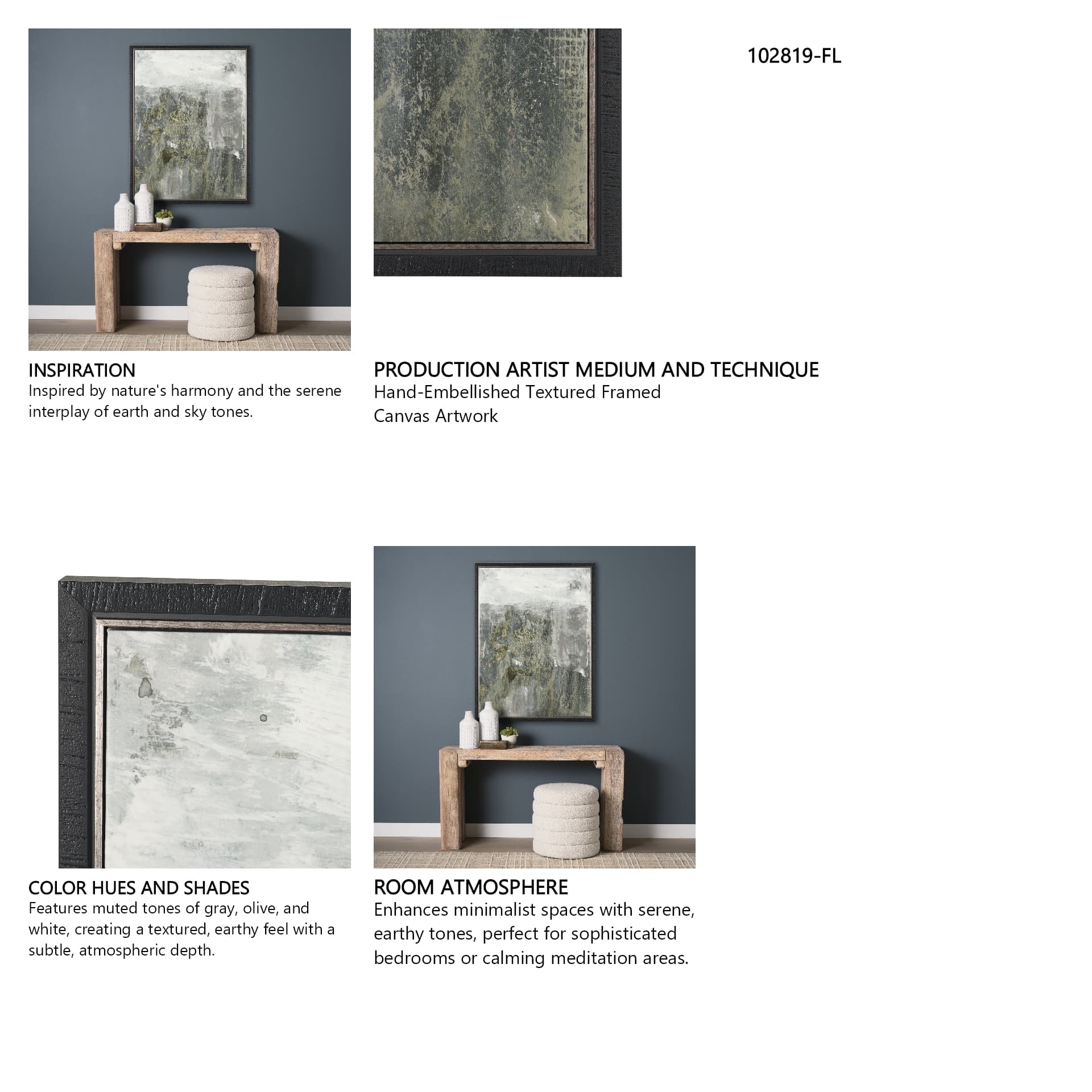 Vastness III by Mercana Studio Hand-Embellished Textured Framed Canvas Artwork — in a styled room