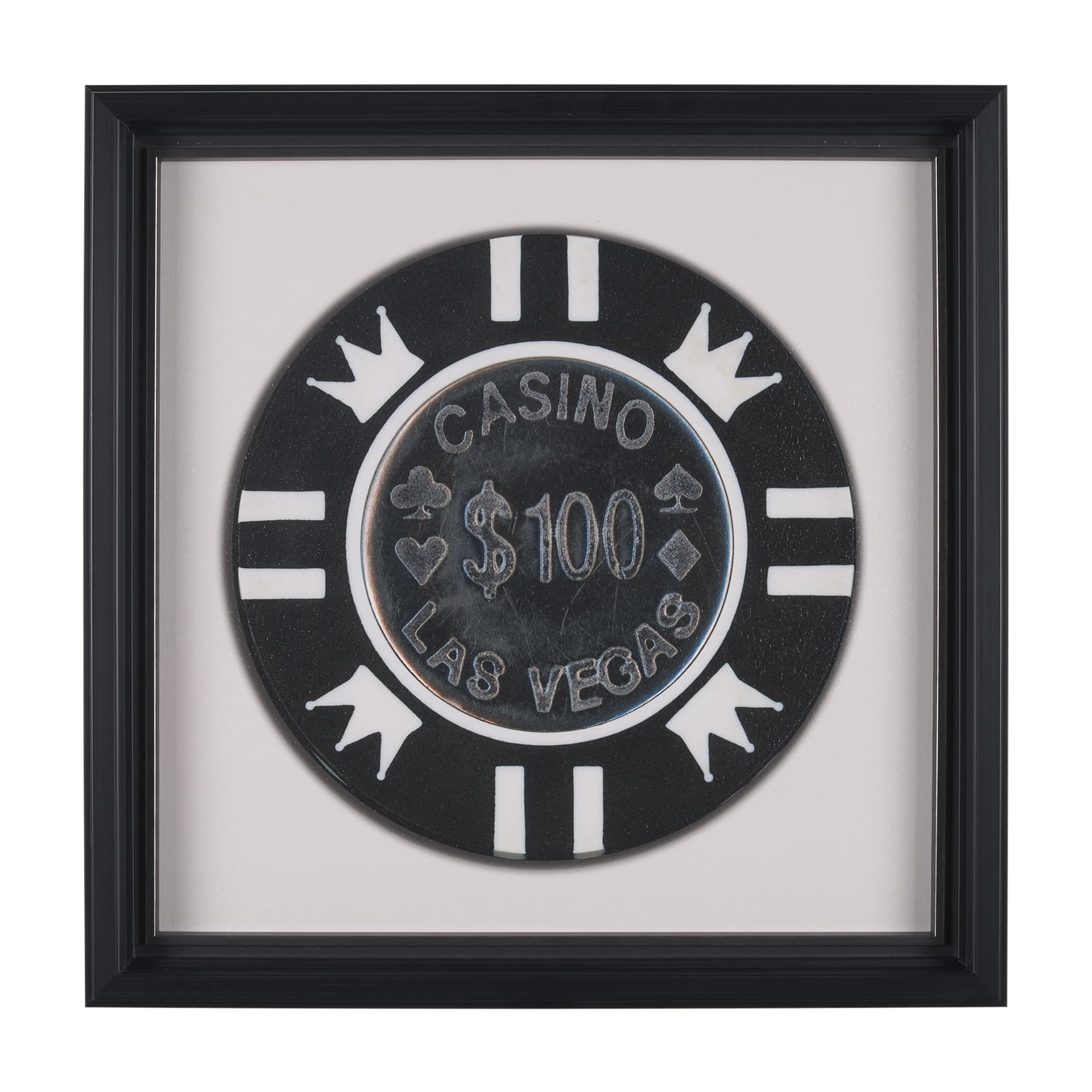 Casino 100 Dollar Vegas Poker Chip By Zap Studio Framed Art Photograph Print under Glass — product photograph