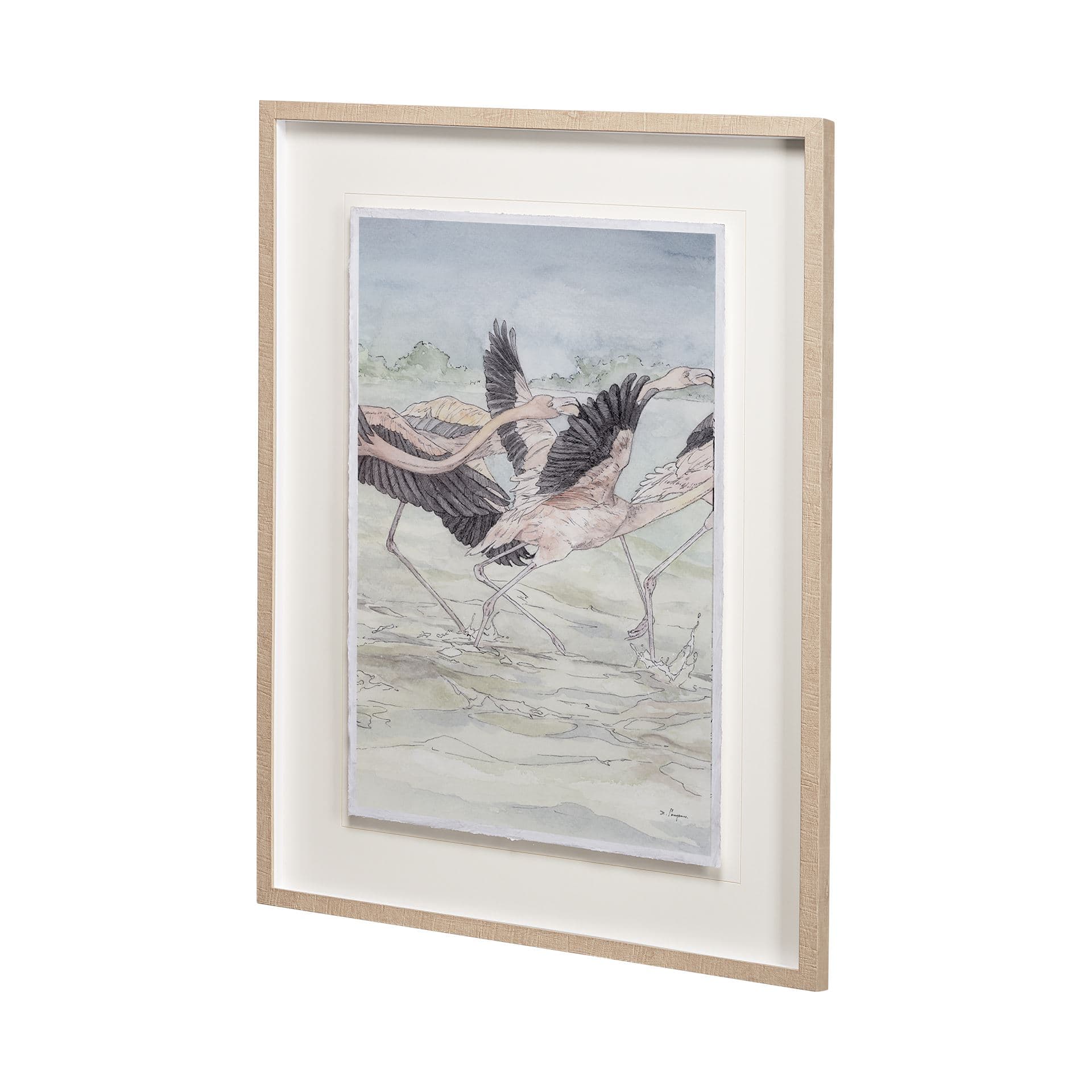 Flamingo II by Mercana Studio a Hand Embellished Textured Framed Art Print Matted under Glass — product photograph