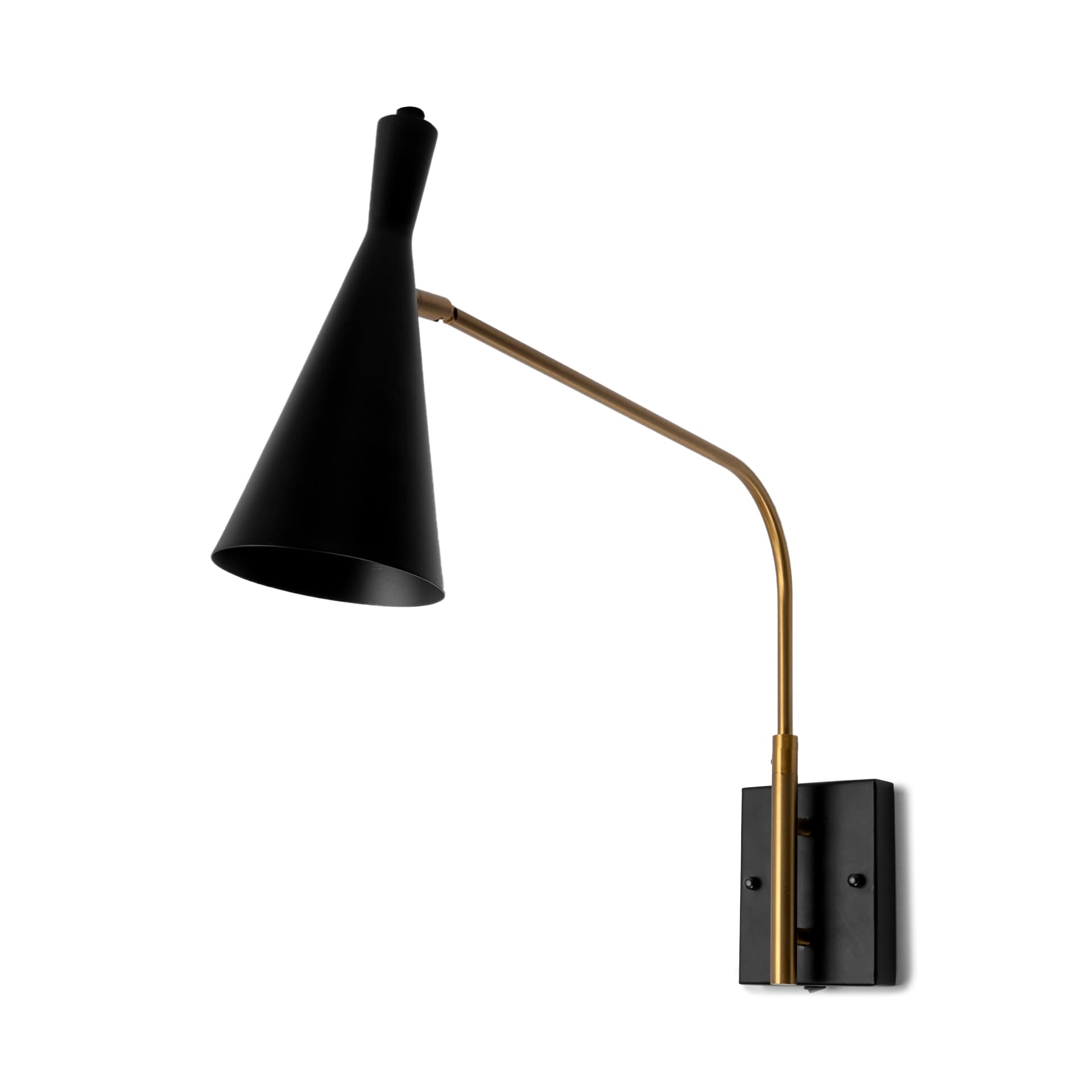 Tremont I 23"L x 5.25"W x 17.5"H Black/Gold Metal Conical Shade Wall Sconce — product photograph
