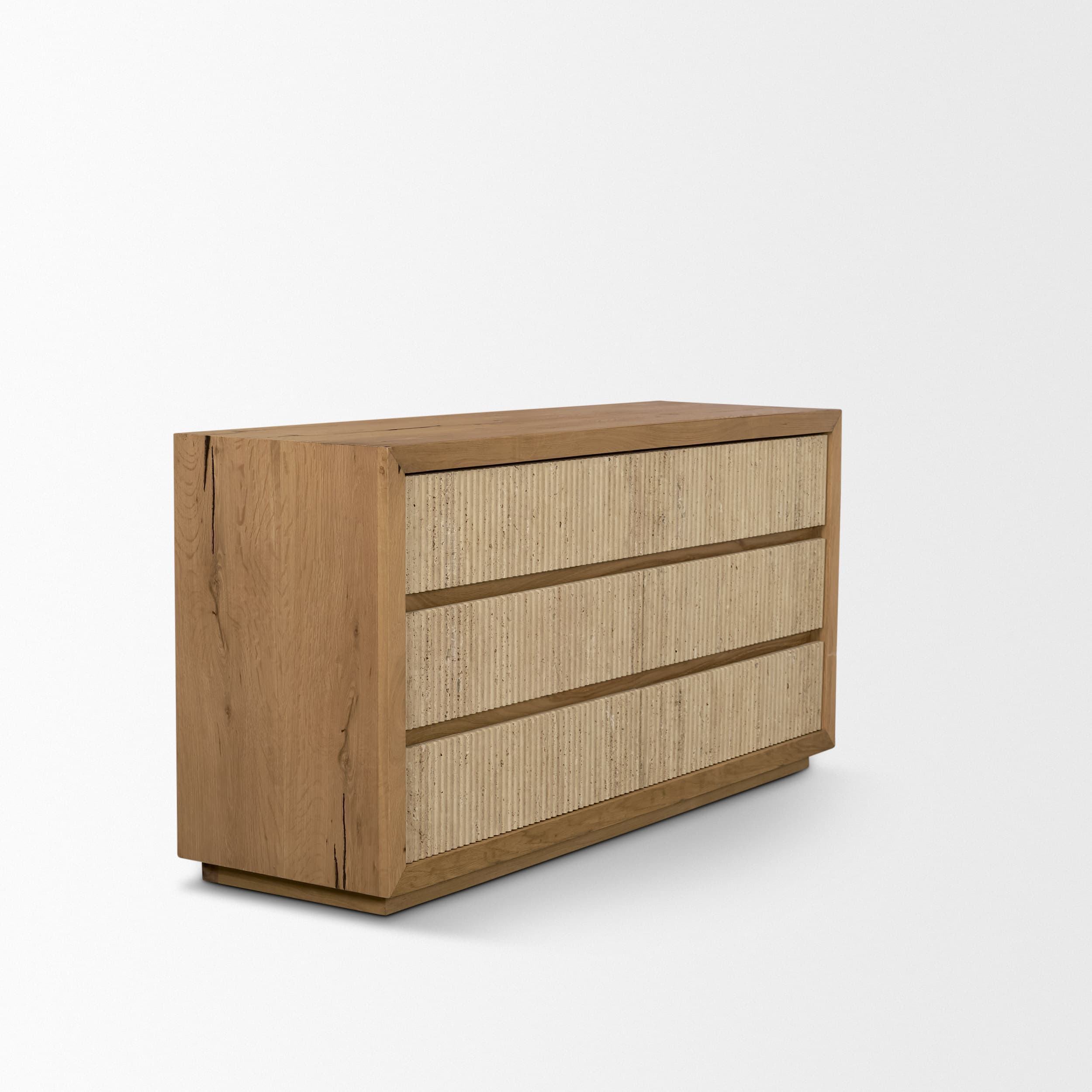 Travona Oak Wood w/ Travertine 6 Drawer Dresser — product photograph