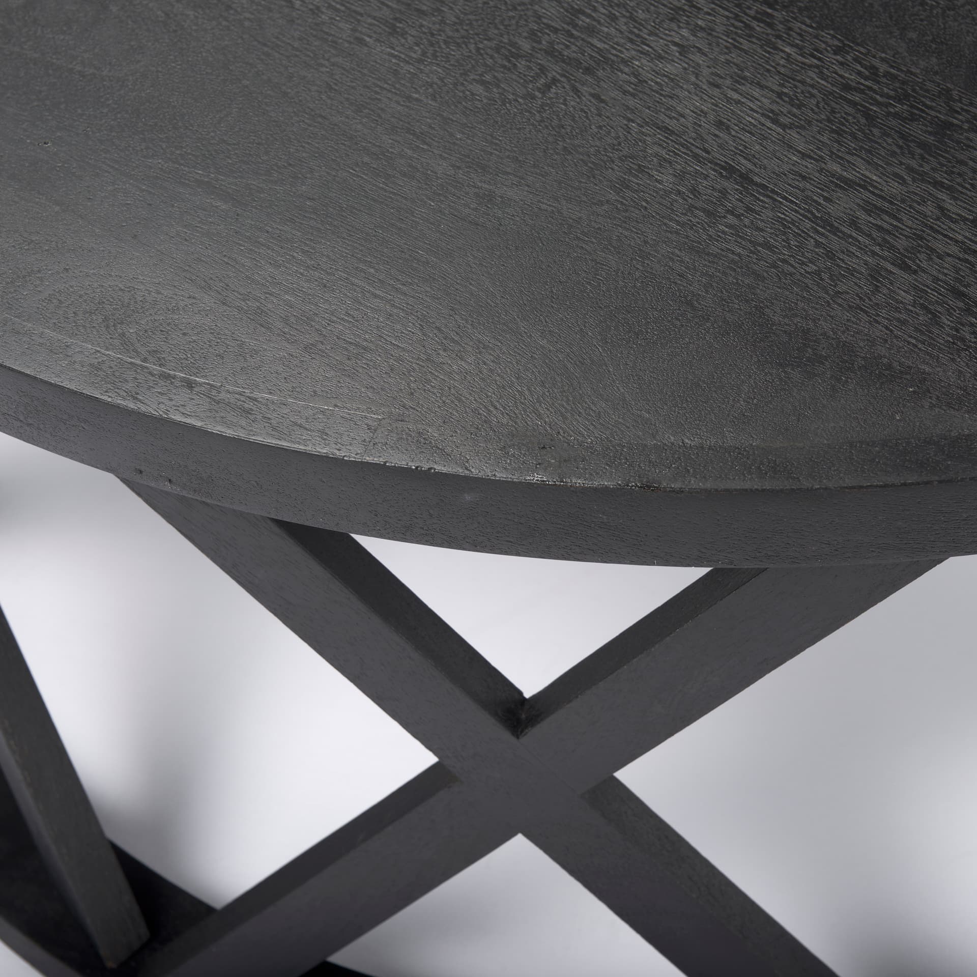 Forsey 28.0L x 45.3W x 18.0H Black Solid Wood Round Coffee Table — product photograph