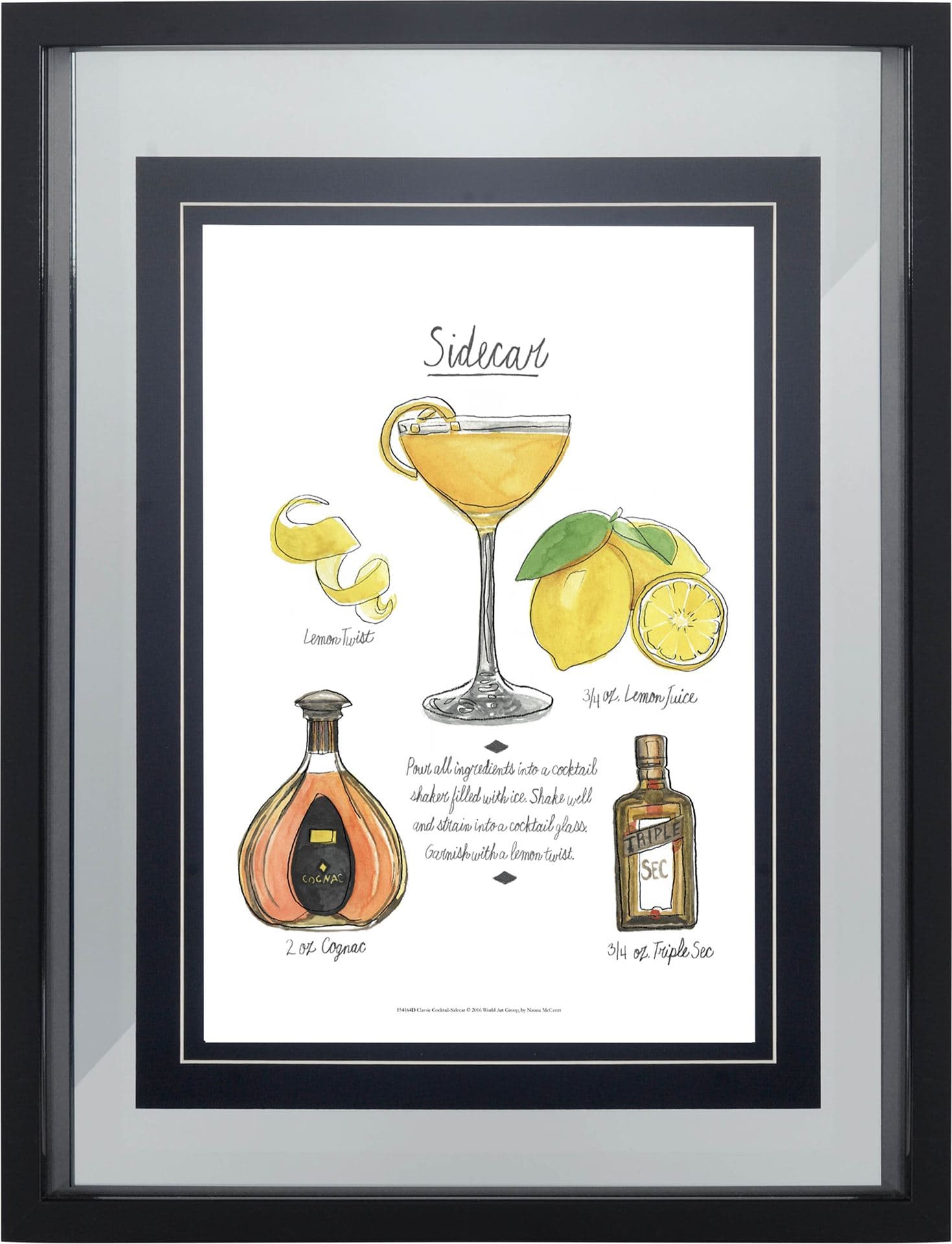 Classic Cocktail - Sidecar by Naomi McCavitt a Framed Art Print Matted under Glass — product photograph