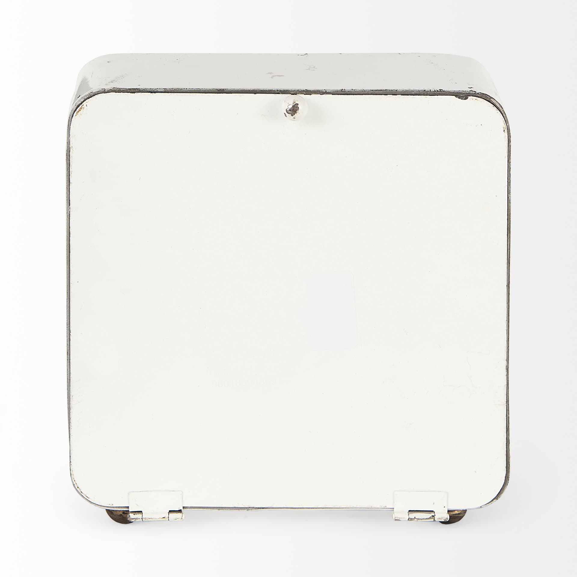 Karl 8.0L x 2.8W x 8.8H Rustic White Iron Rounded Square Table Clock — product photograph