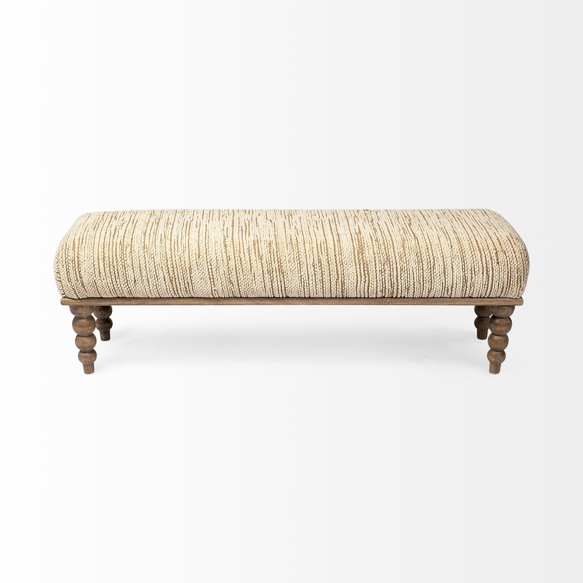 Alder II 55L x 16W Cream Upholstered Seat Wooden Base Accent Bench — product photograph