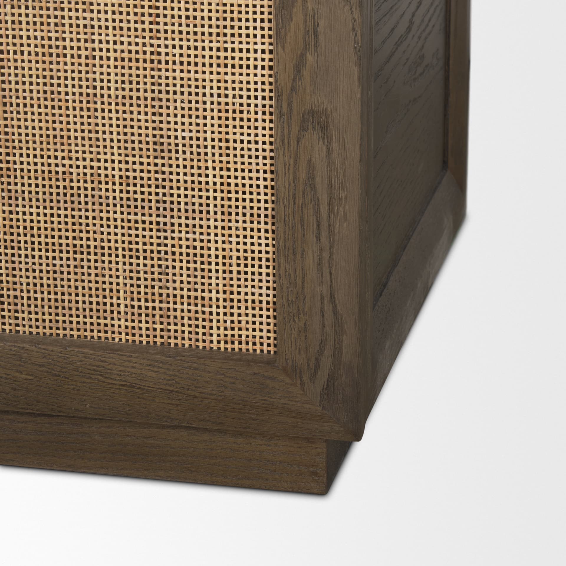 Sina Brown Oak Wood w/ Natural Rattan 2 Door Curio Cabinet — product photograph