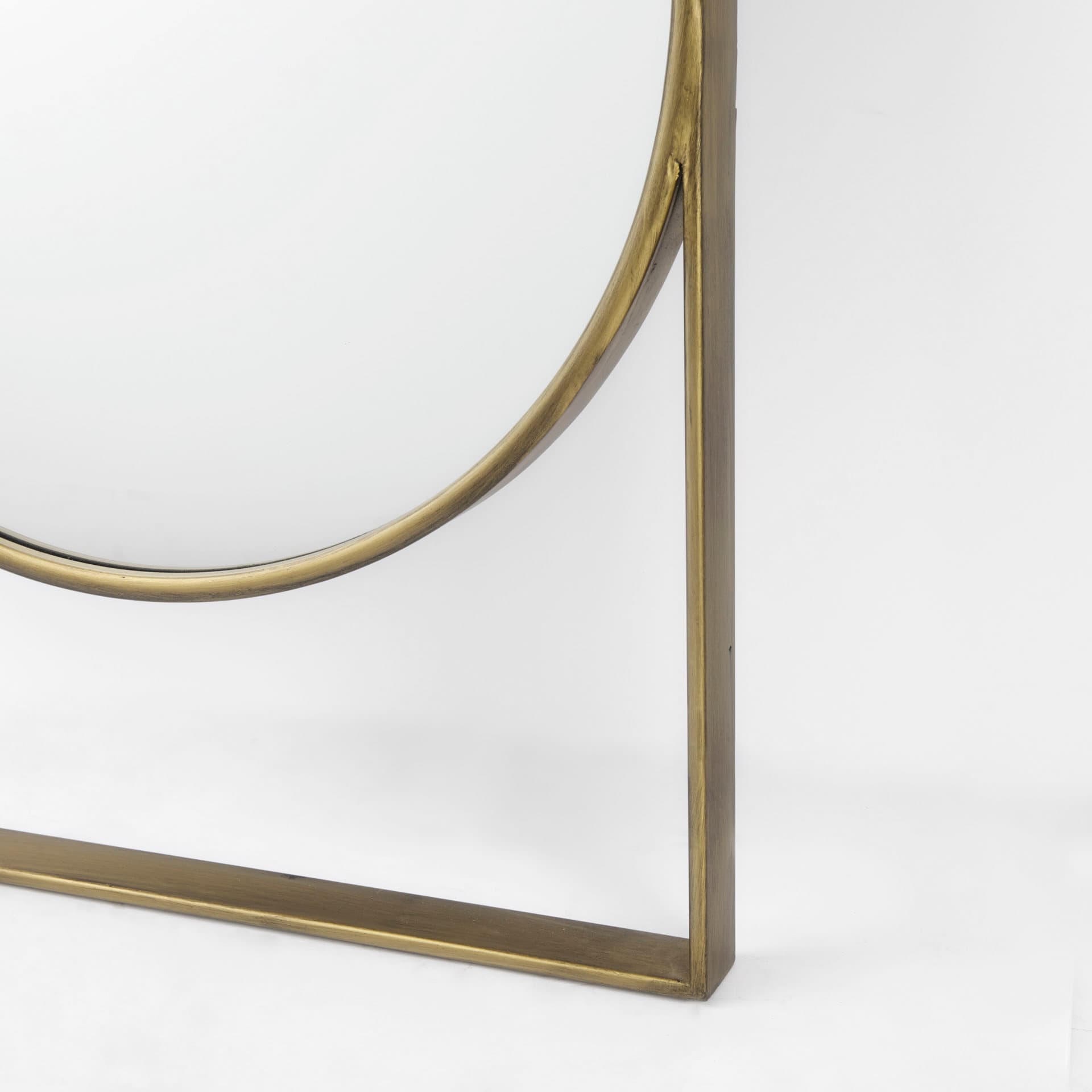 Sadie 28.0L x 2.0W x 78.0H Antique Gold Rounded Arch Floor Mirror — product photograph