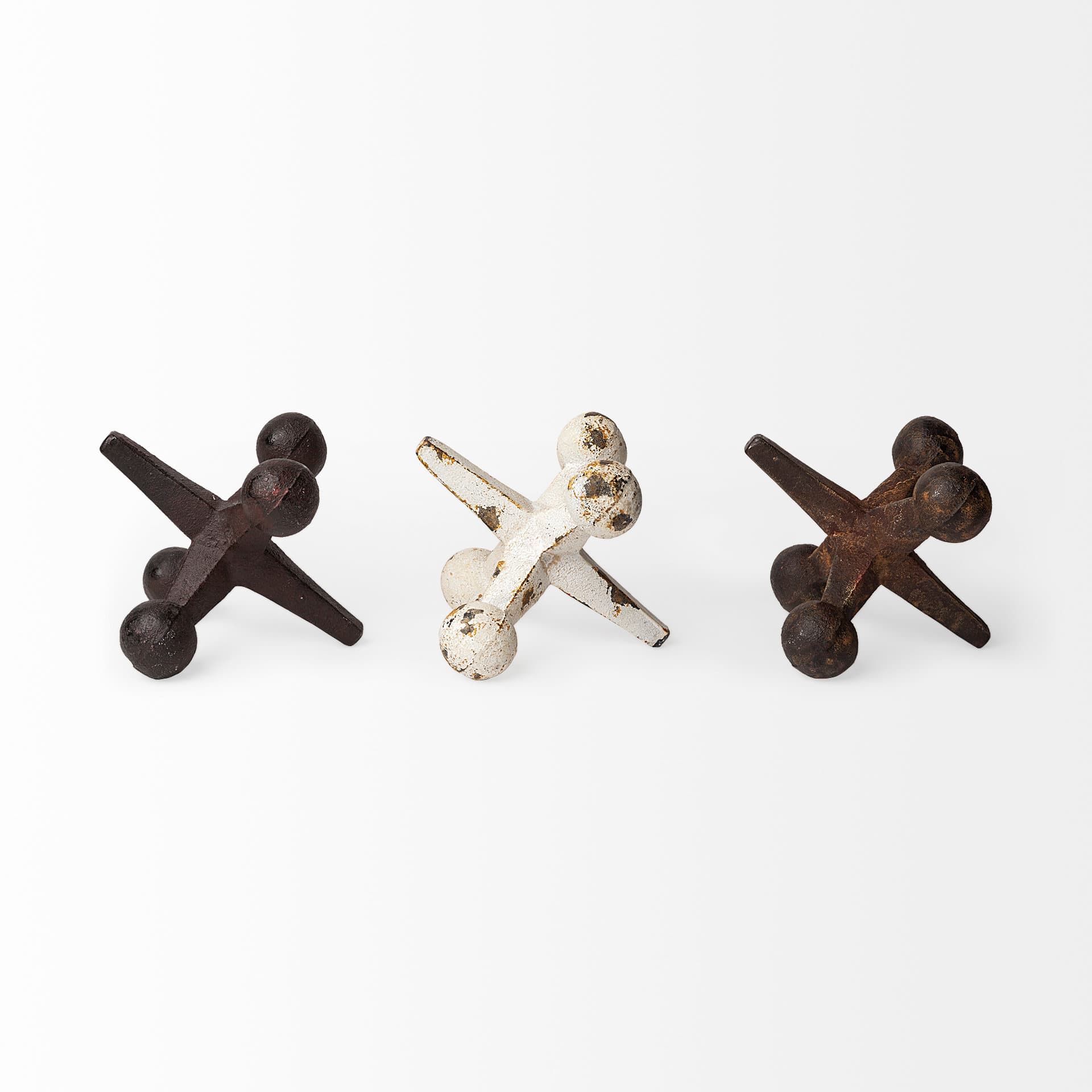Jax Set of 3 8L x 7W Cast Iron Metal Jacks — product photograph