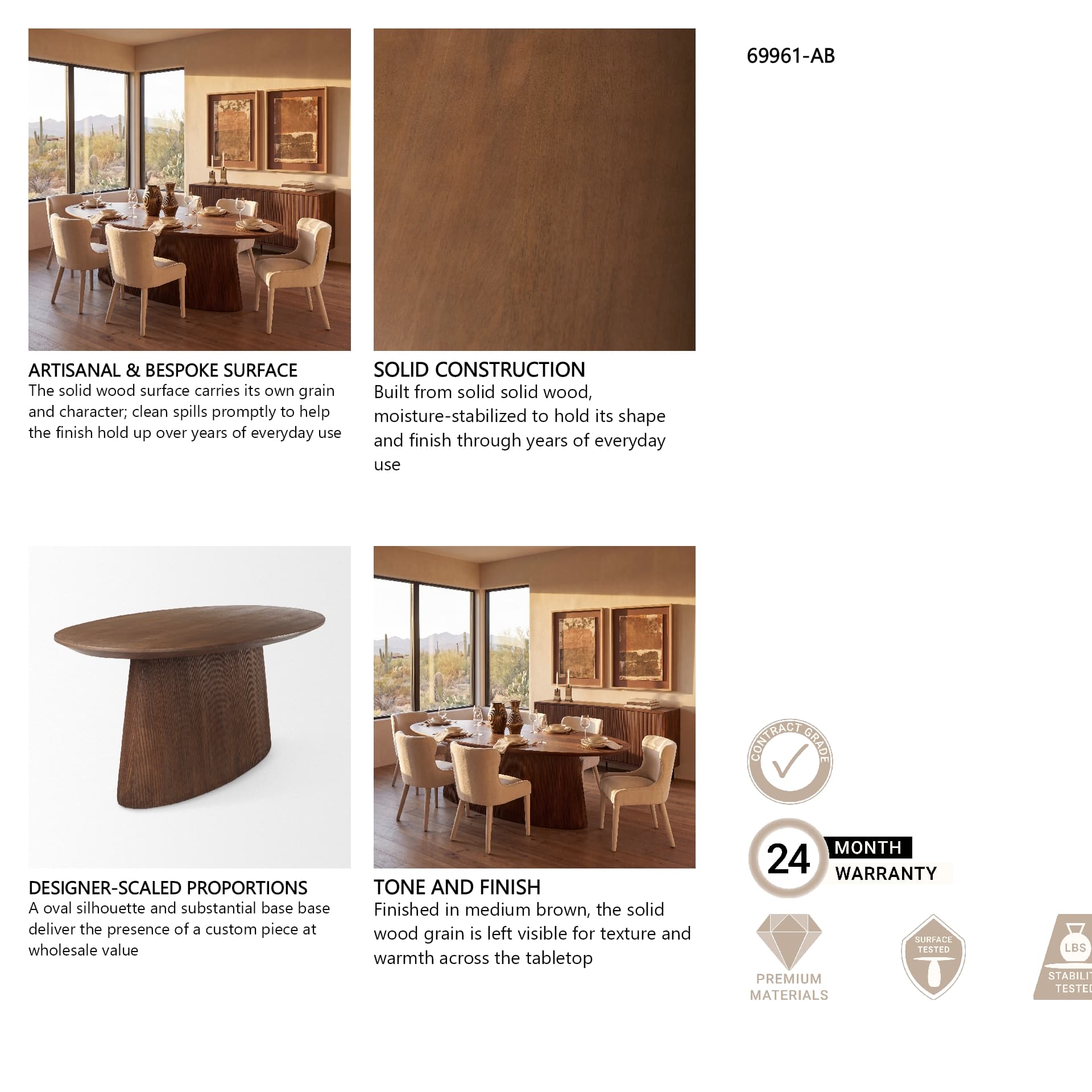 Lance 94"L x 50"W Oval Dining Table | Med Brown Wood | Seats 8 — in a styled room